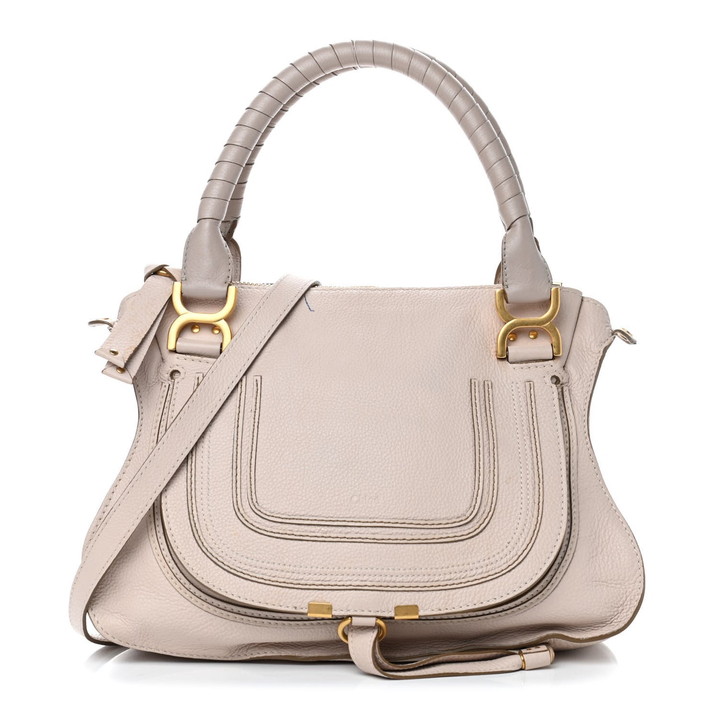Calfskin Medium Marcie Satchel Powder Beige
