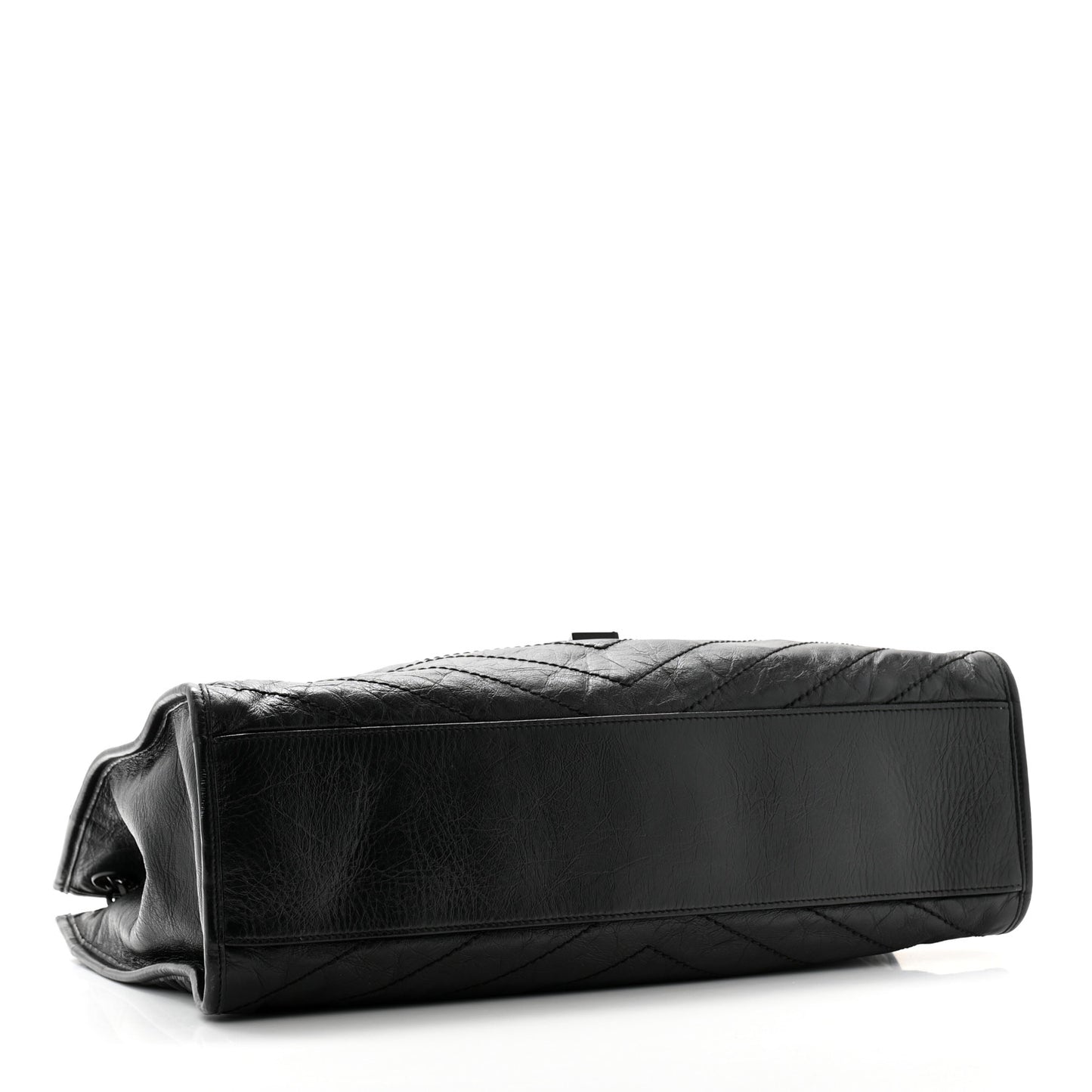 Crinkled Calfskin Matelasse Monogram Large Niki Shopper Tote Black