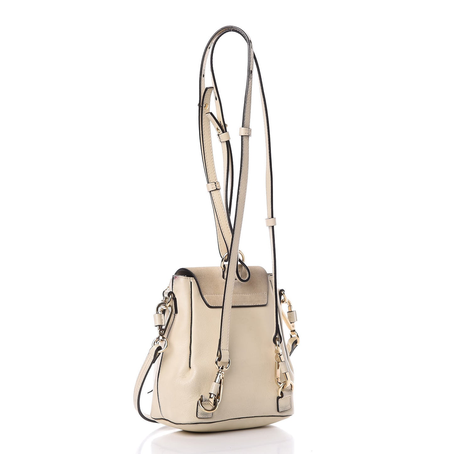 Suede Calfskin Small Faye Backpack Off White