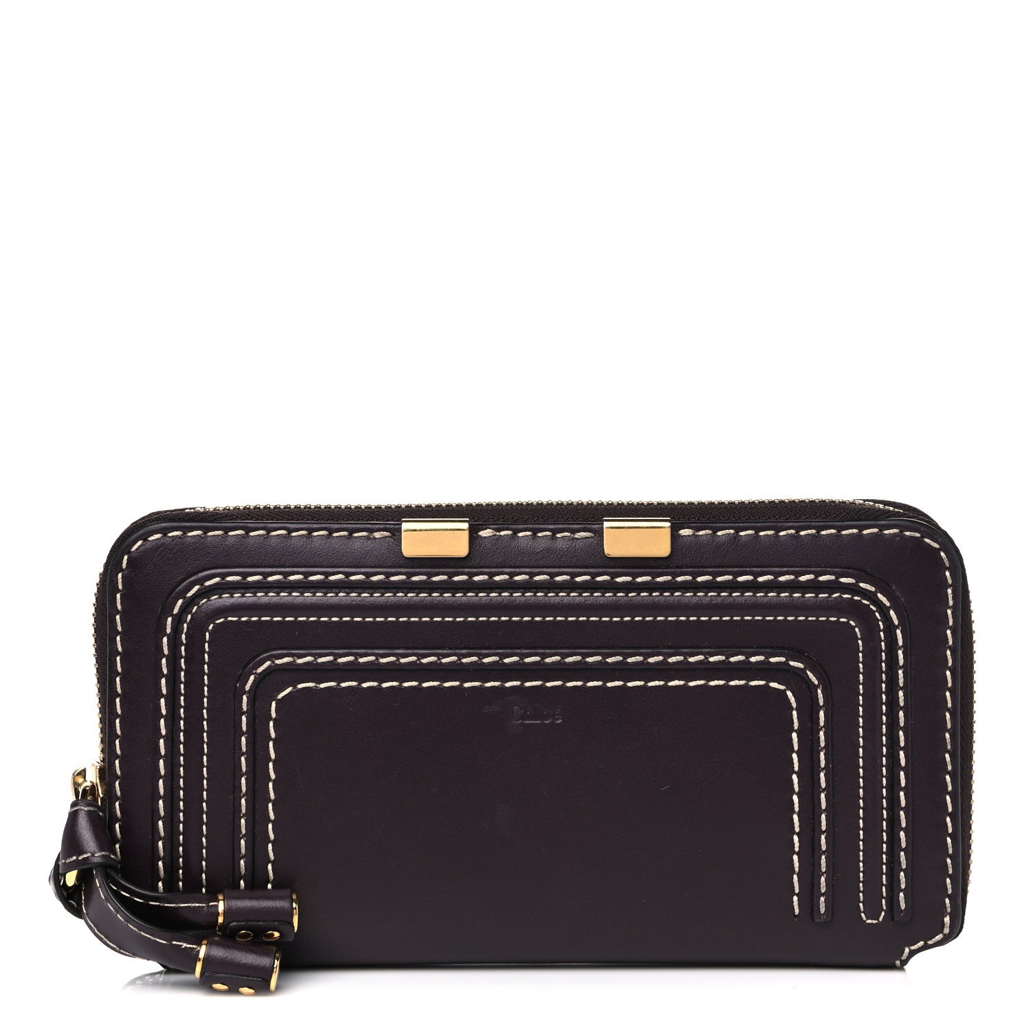 Chloe Calfskin Marcie Long Zip Around Wallet Black Raisin 1 of 15