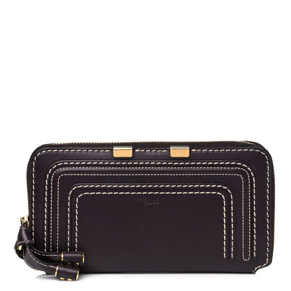 Chloe Calfskin Marcie Long Zip Around Wallet Black Raisin 1 of 15