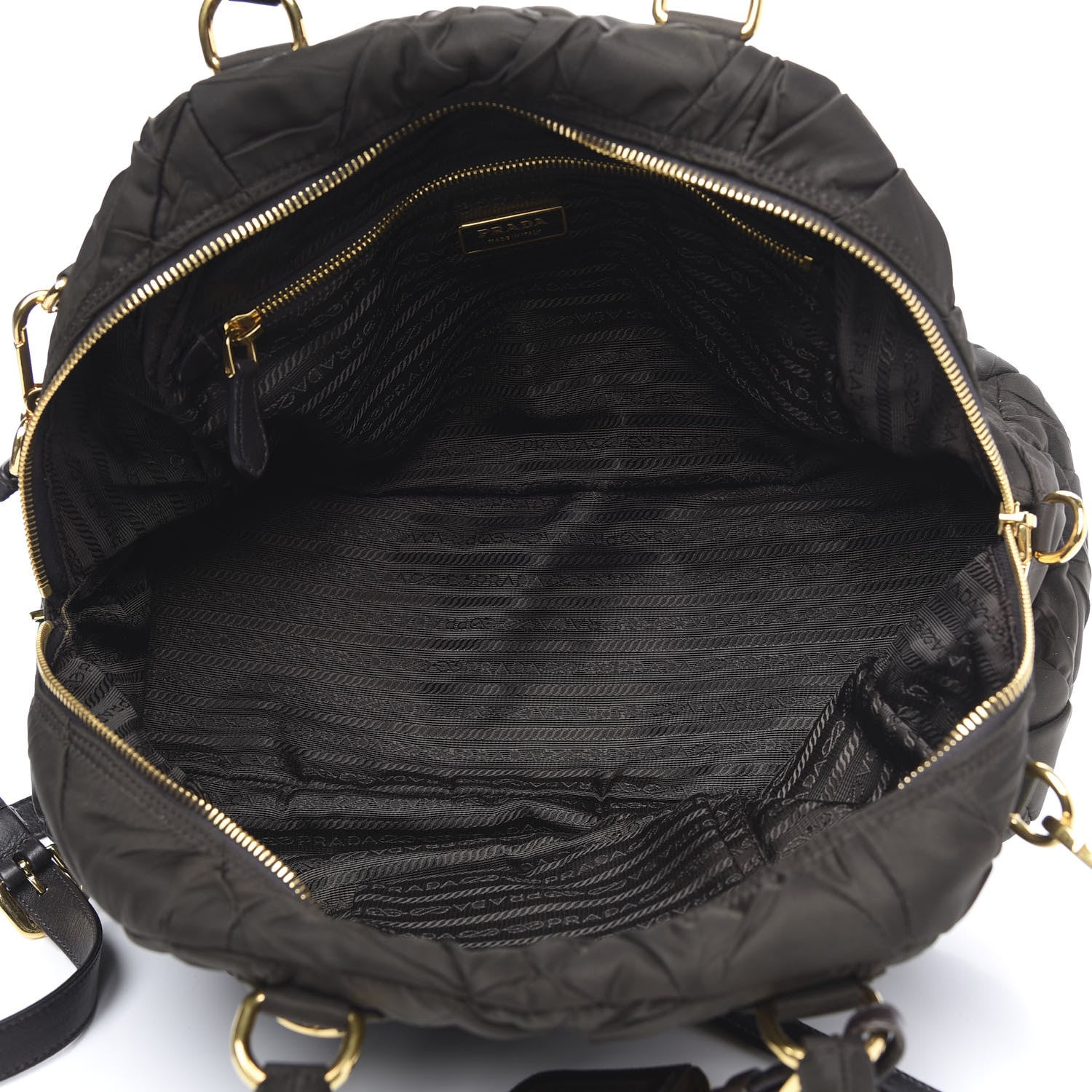 Prada Tessuto Nylon Chevron Quilted Dome Satchel Ebano 5 of 10