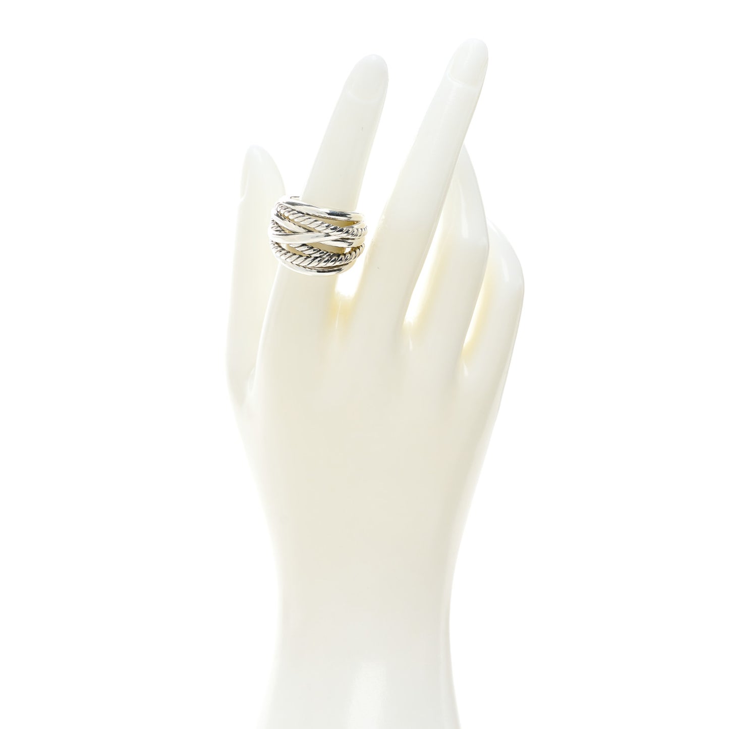 Sterling Silver 18mm Wide Crossover Cable Ring 54 6.75