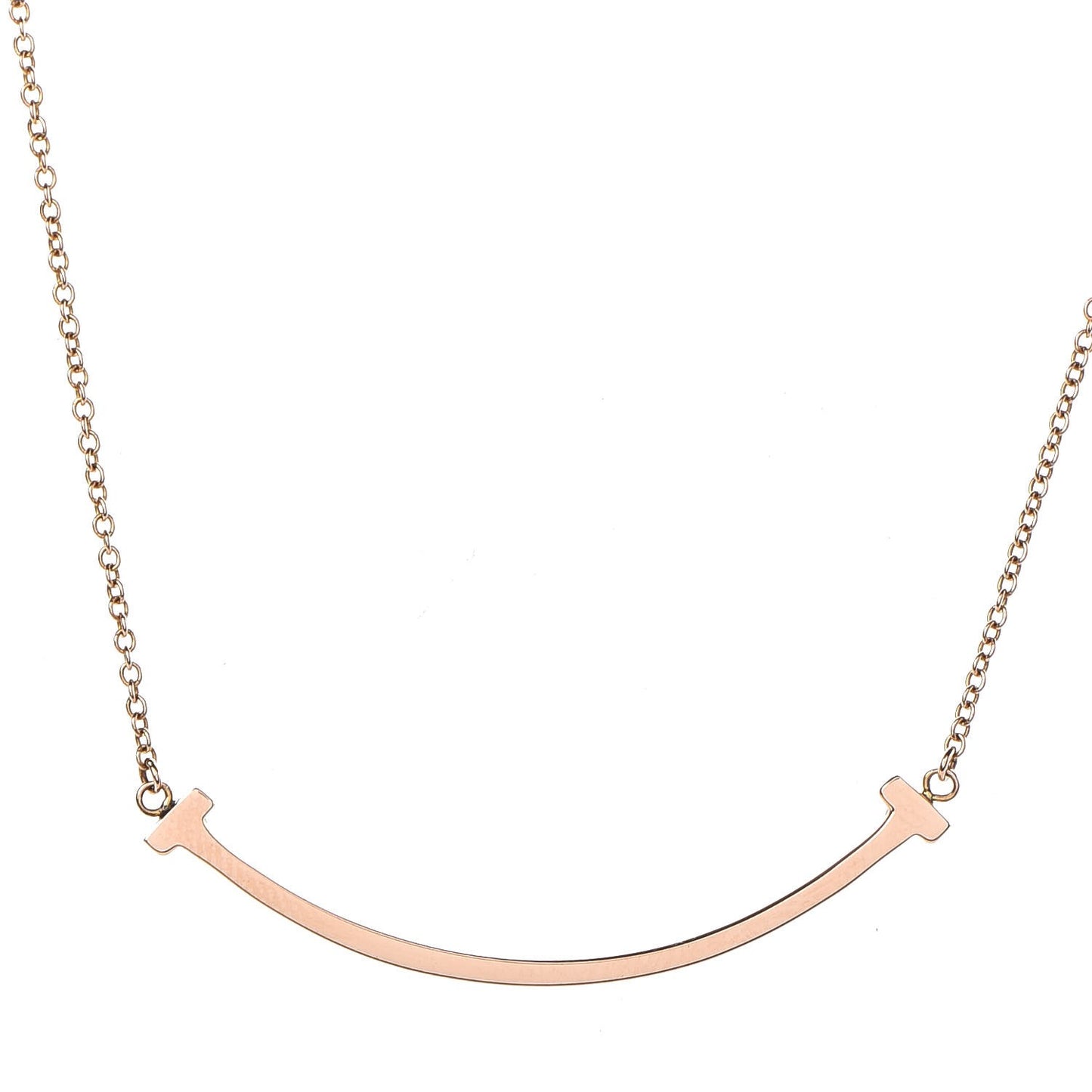 18K Rose Gold Small T Smile Pendant Necklace
