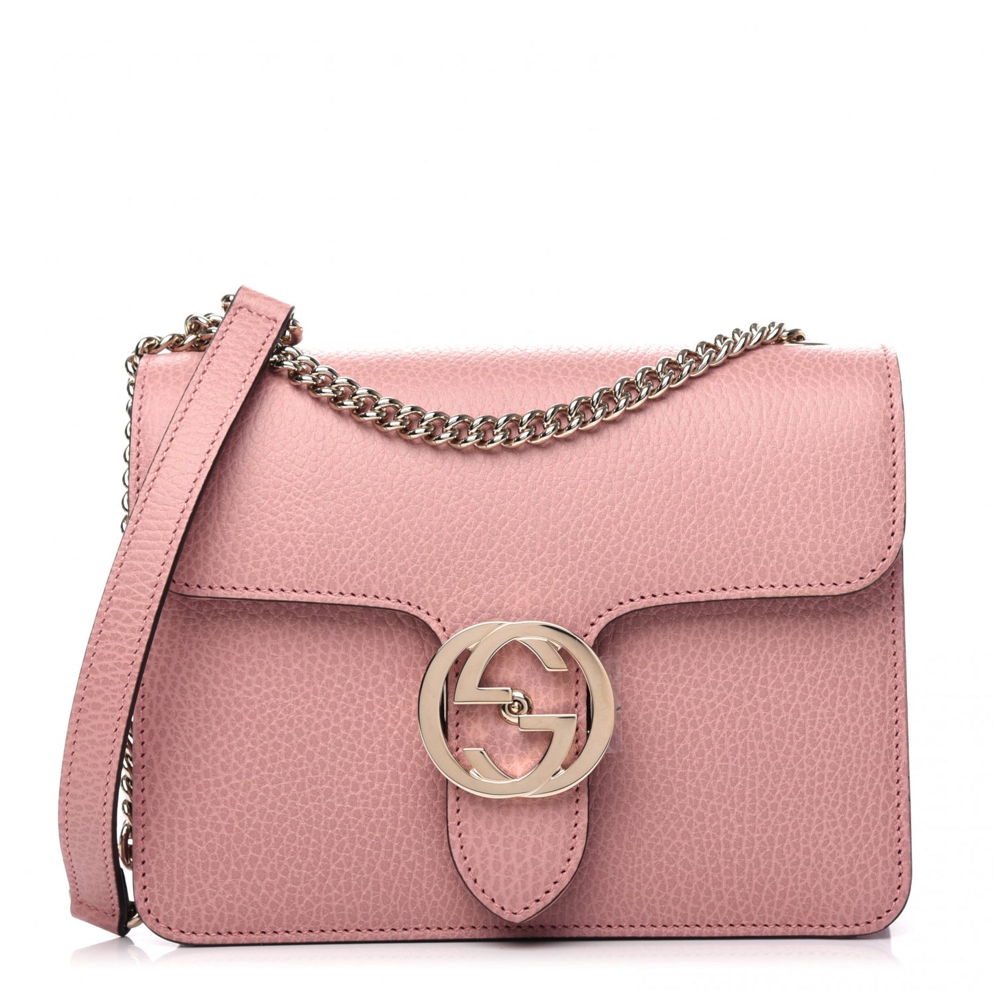 Dollar Calfskin Small Interlocking G Shoulder Bag Soft Pink
