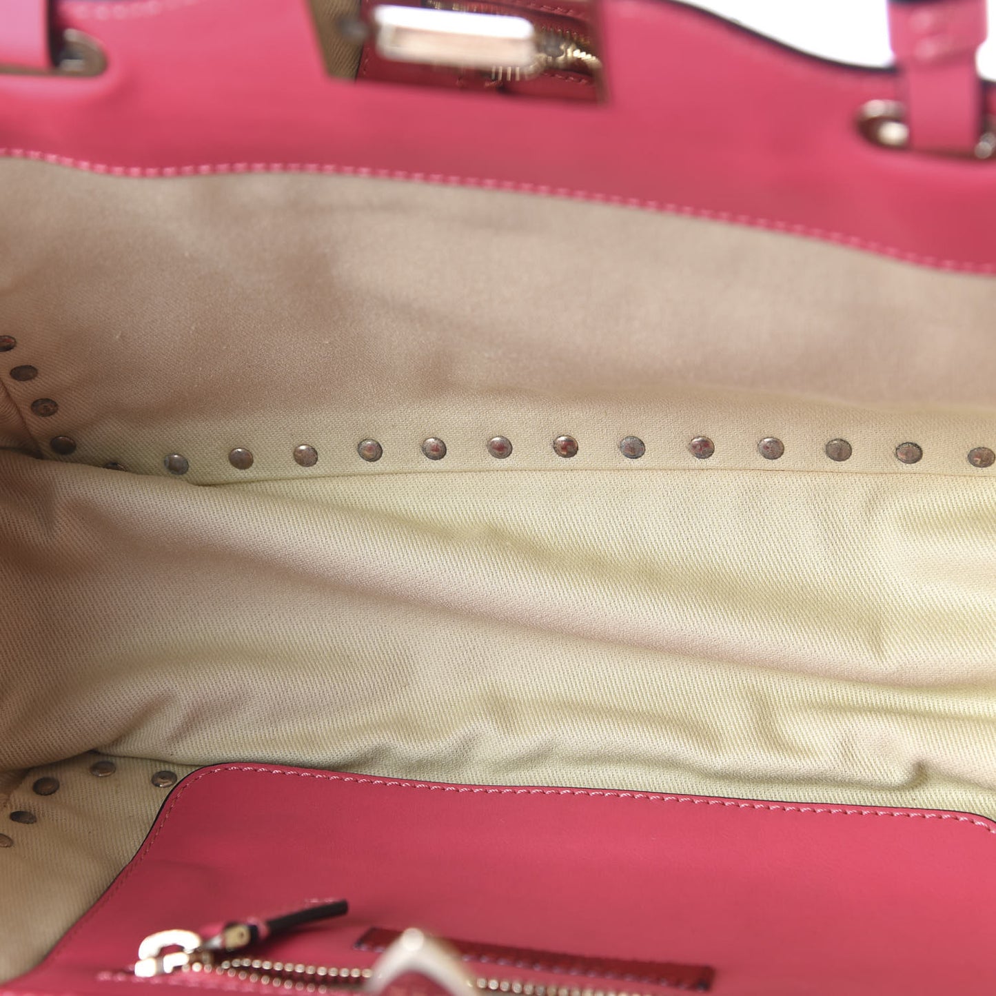 Vitello Small Rockstud Tote Deep Rose