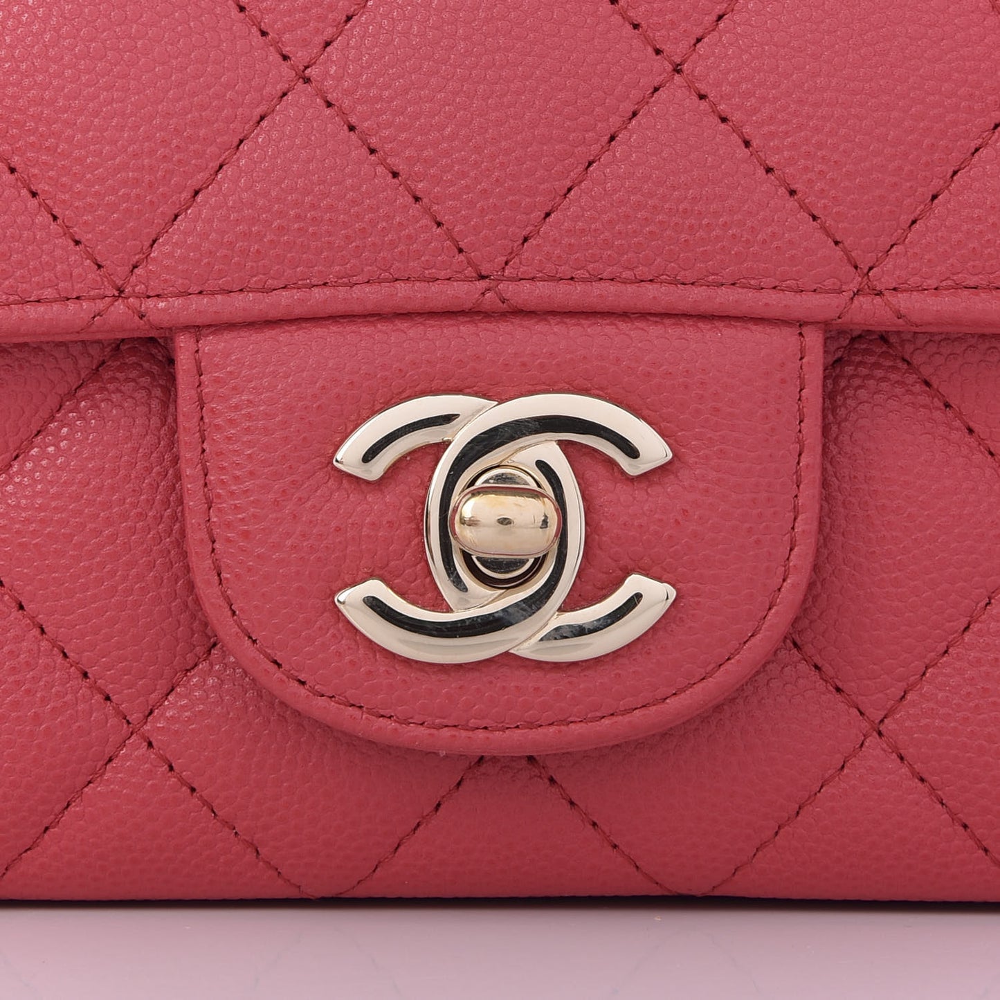 Caviar Quilted Mini Rectangular Flap Dark Pink