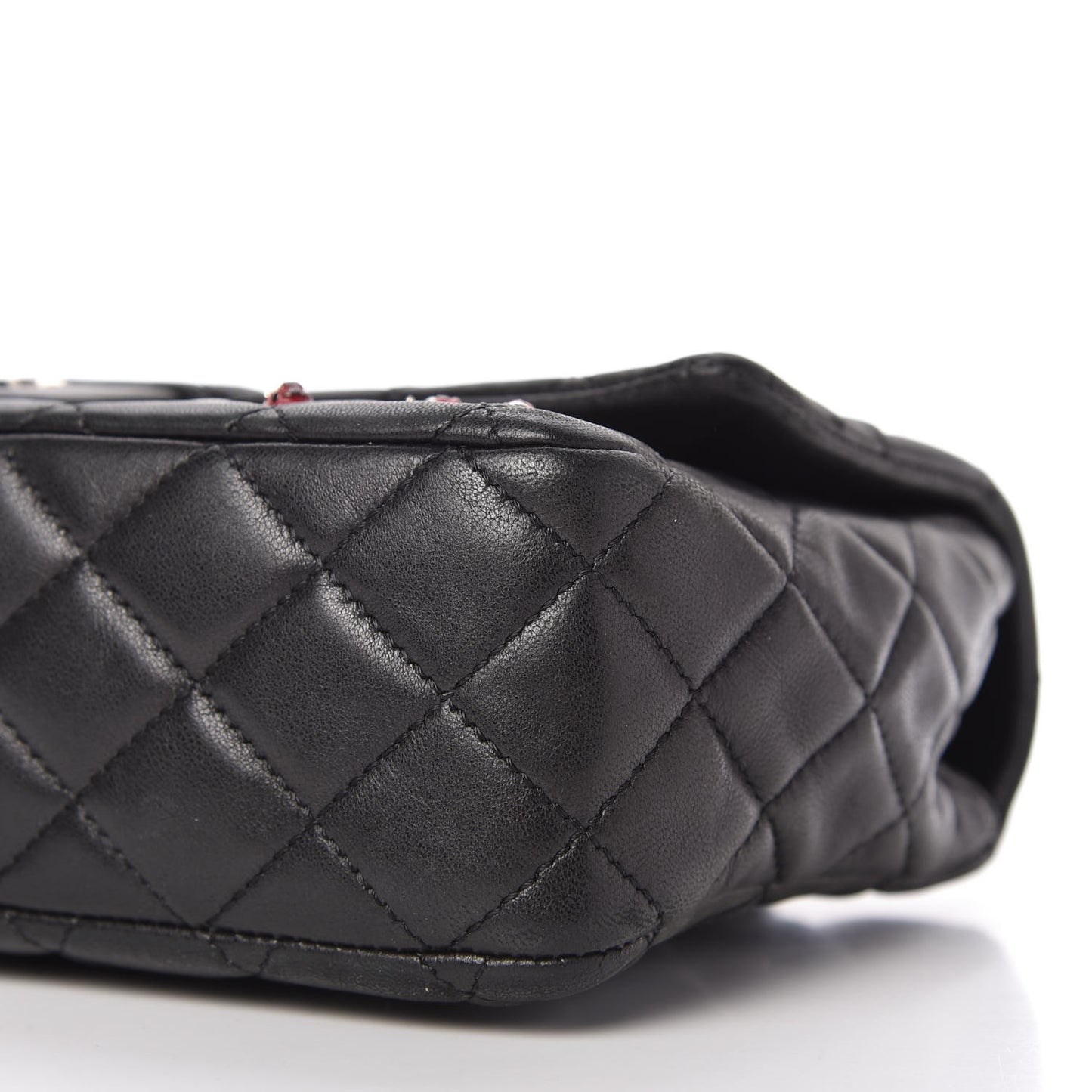 Lambskin Quilted Medium Ladybug Flap Black