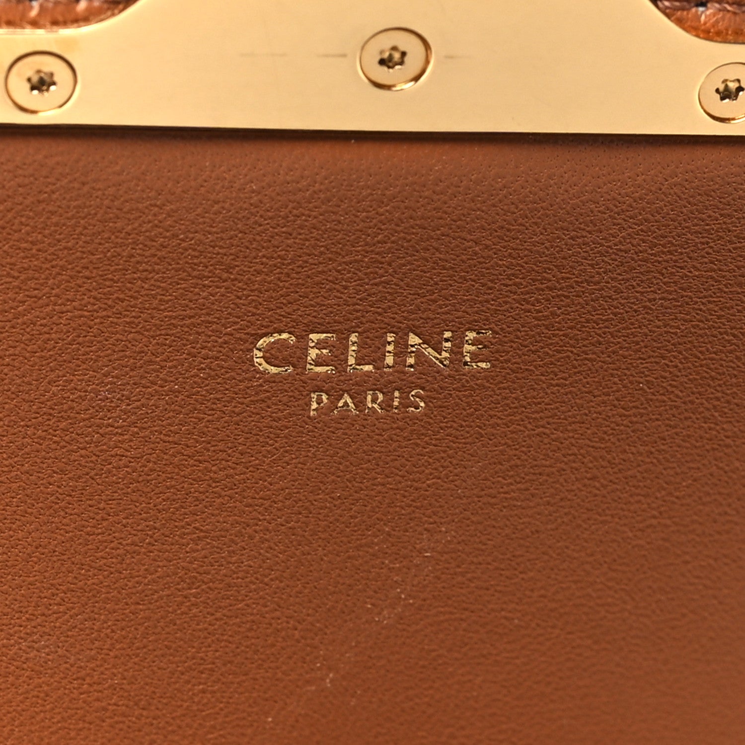 Celine Calfskin Triomphe Canvas Teen Triomphe Bag Tan 6 of 10
