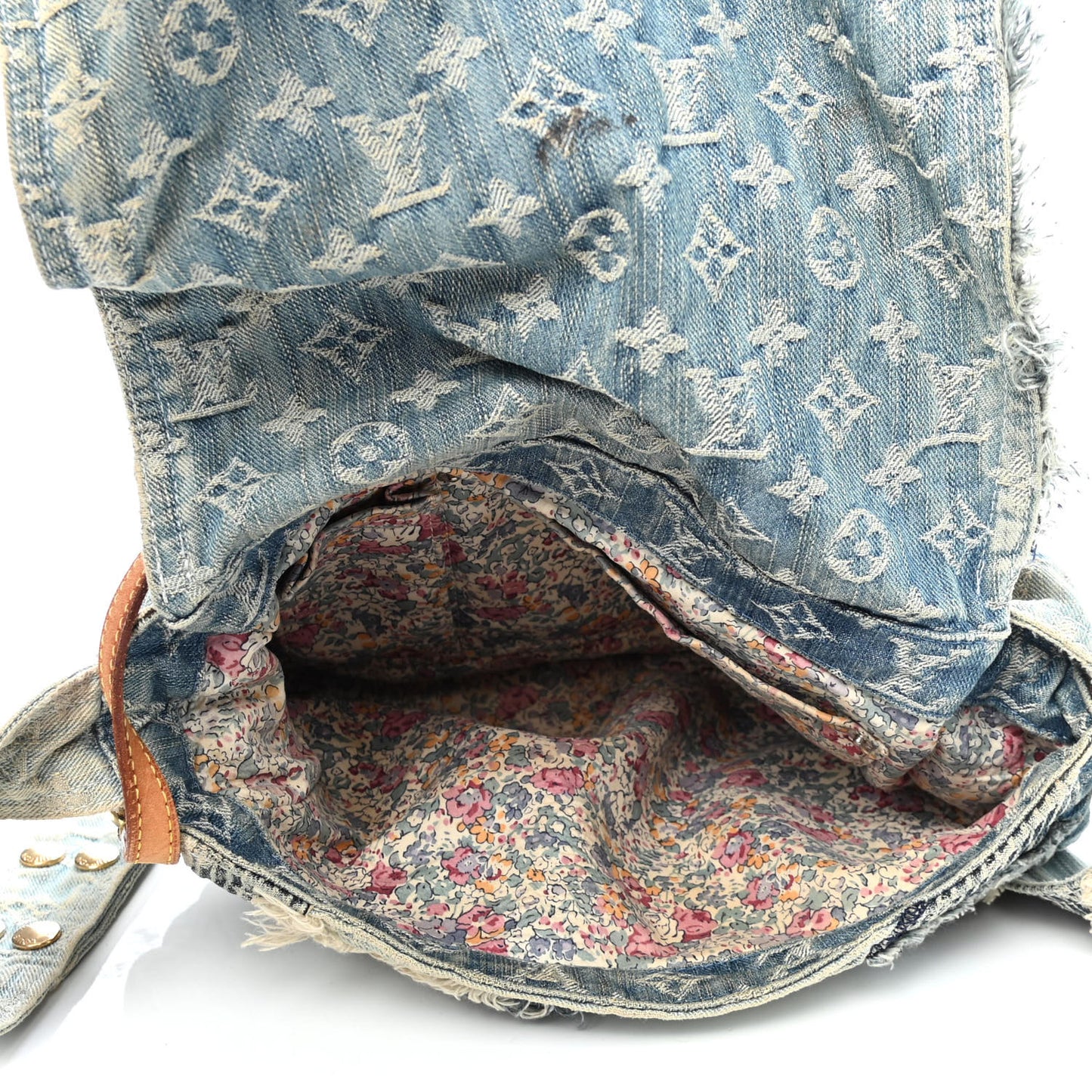 Denim Patchwork Posty Messenger Bag Blue
