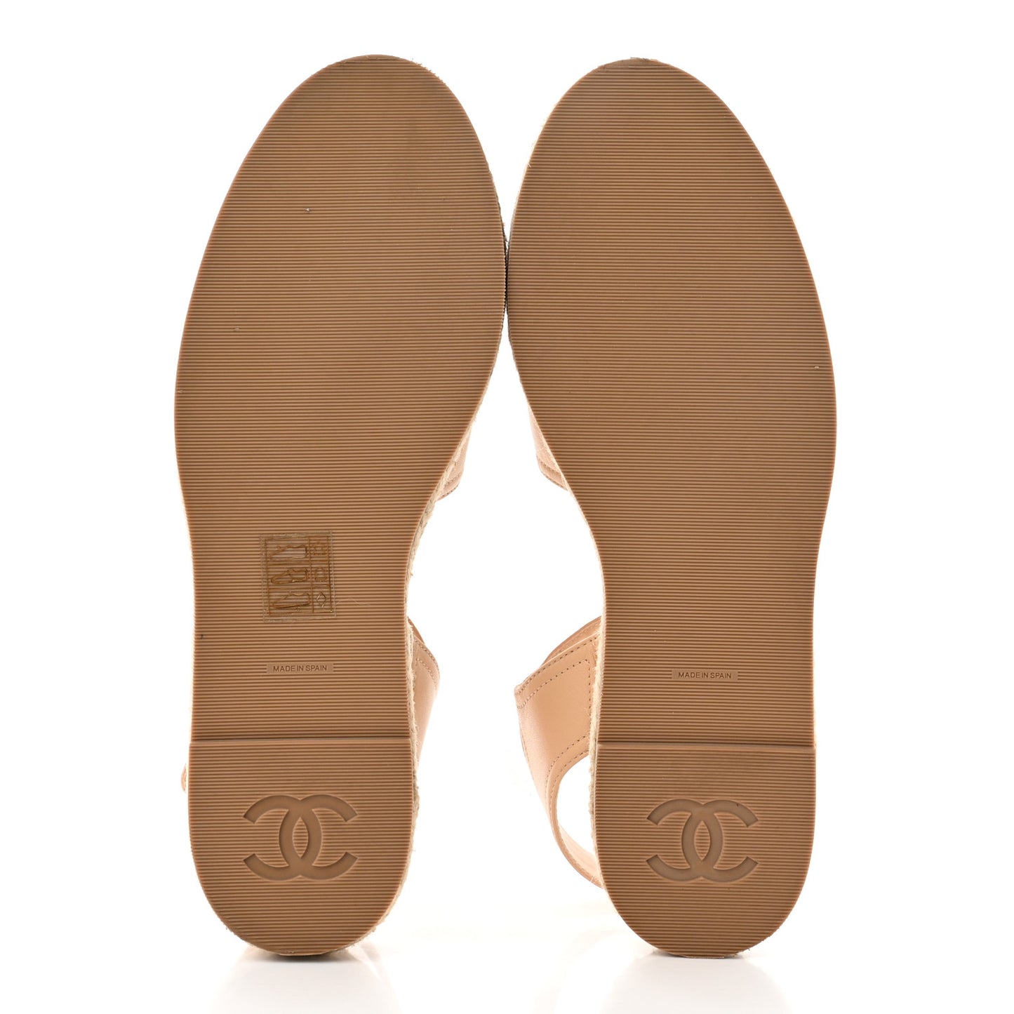 Lambskin Cap Toe CC Espadrille Sandals 38 Beige Black