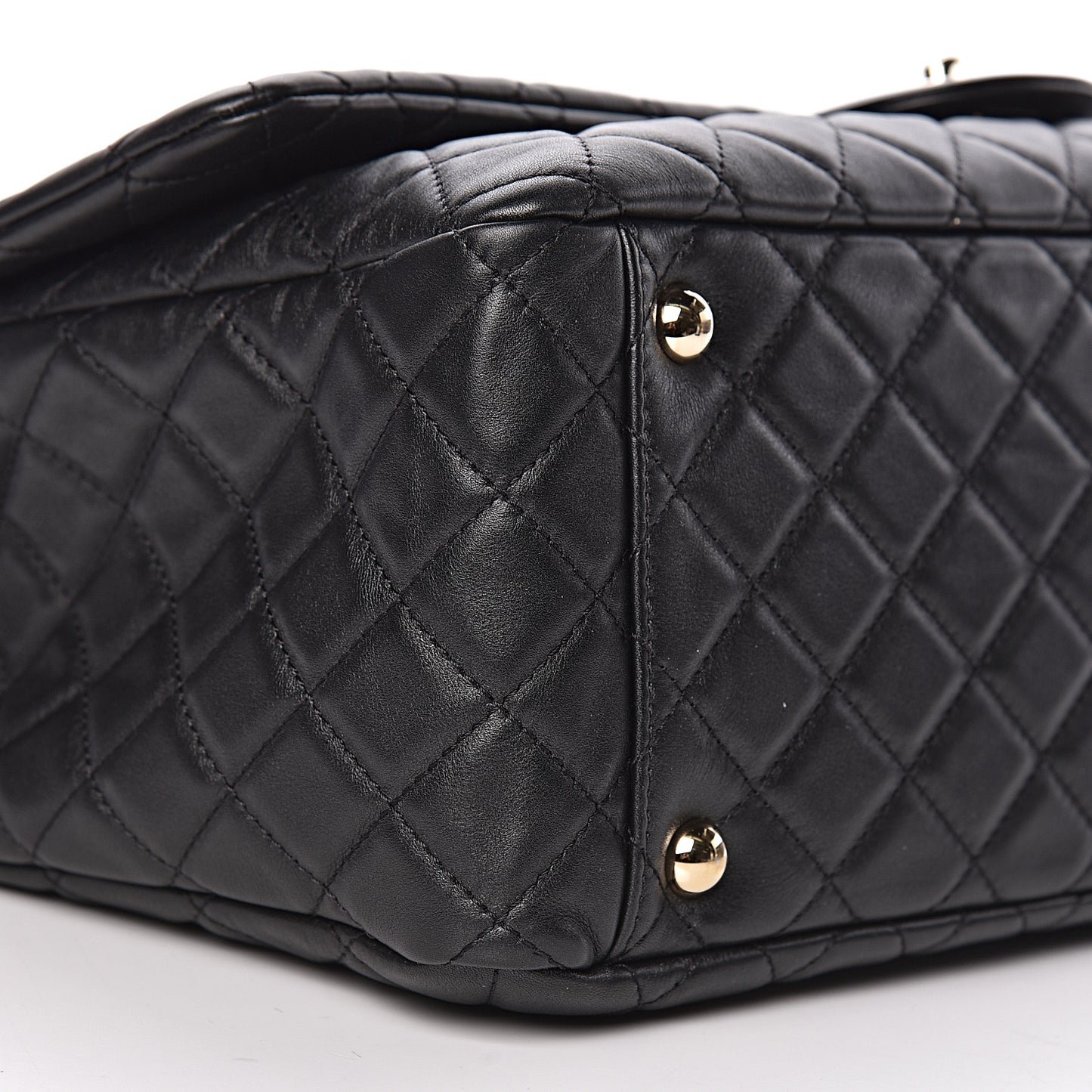 Calfskin Quilted XXL Travel Flap Bag Black