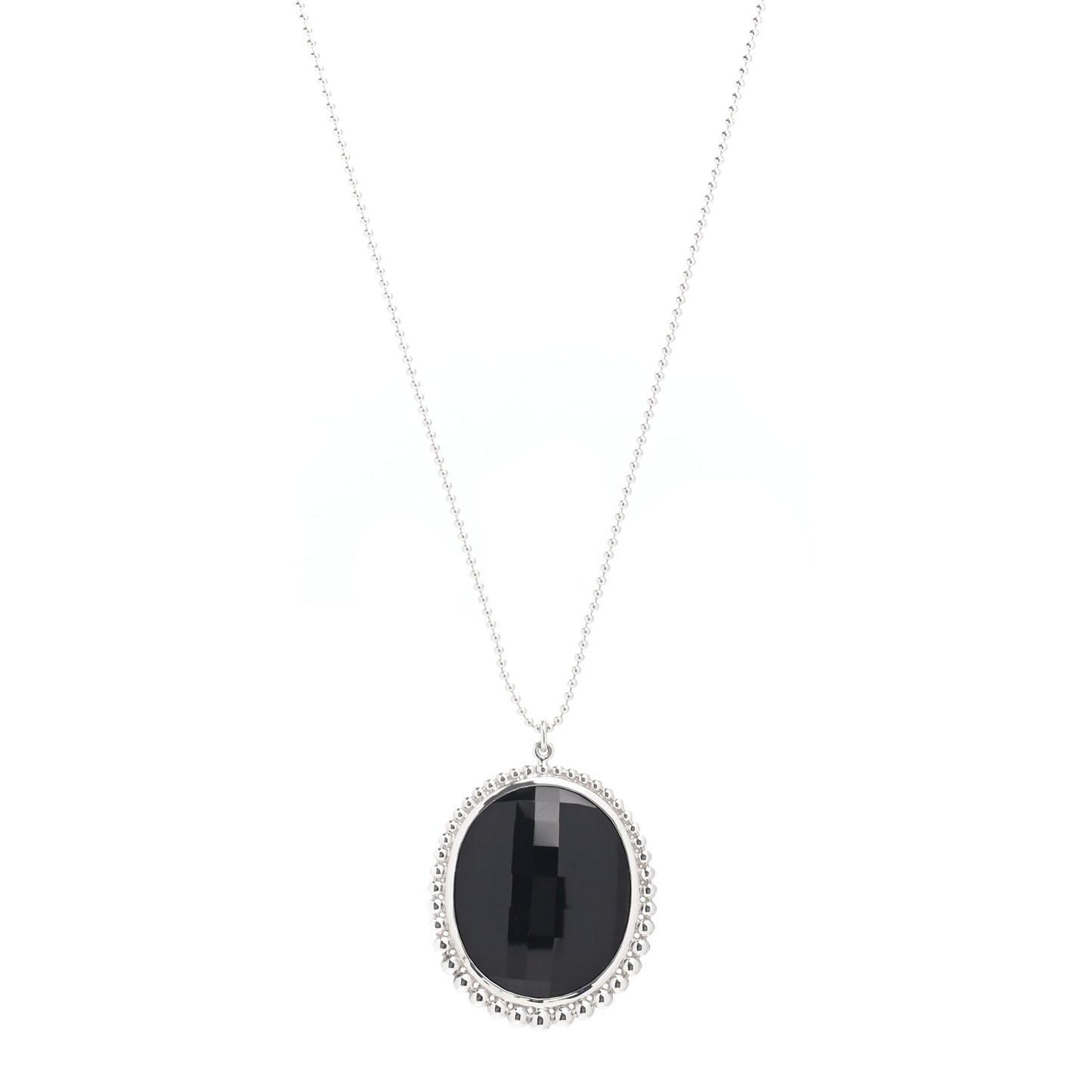 Sterling Silver Onyx Ziegfeld Oval Pendant Necklace