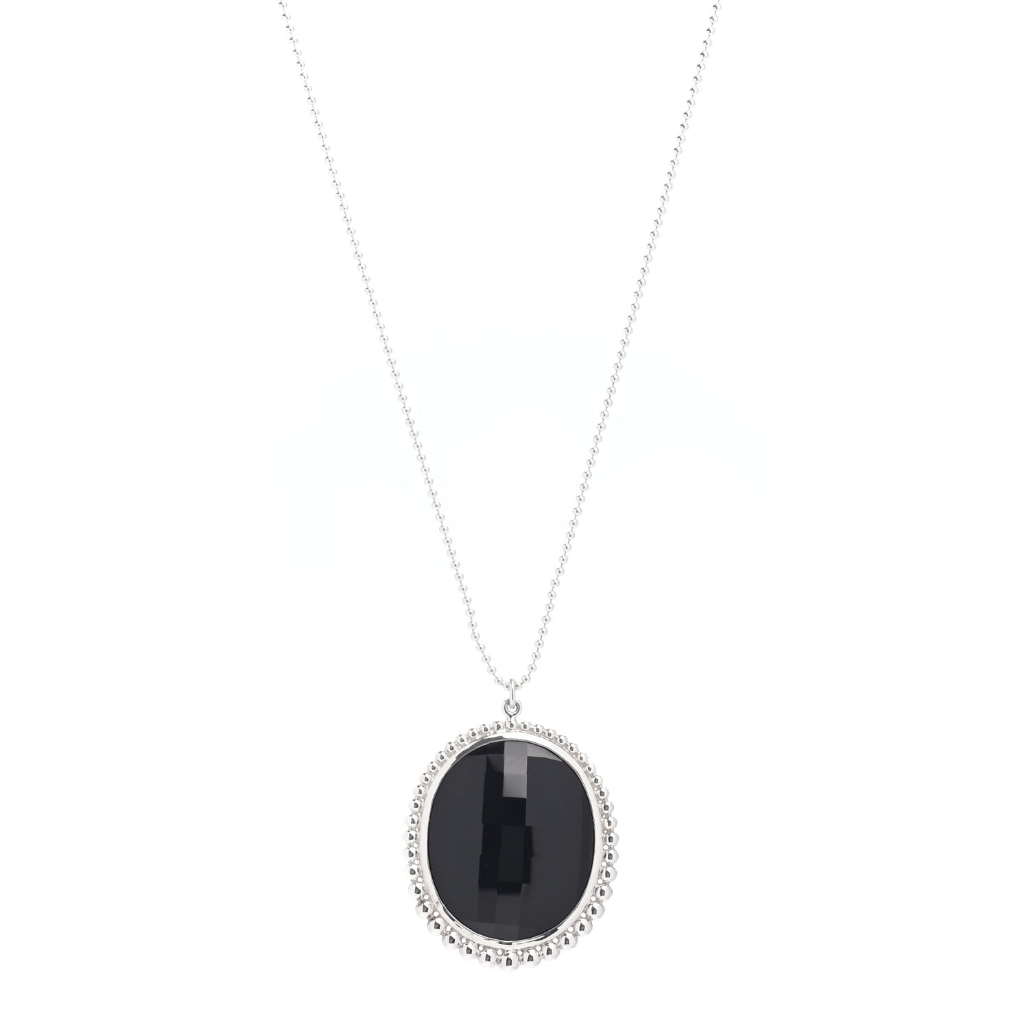 Tiffany Sterling Silver Onyx Ziegfeld Oval Pendant Necklace 1 of 4