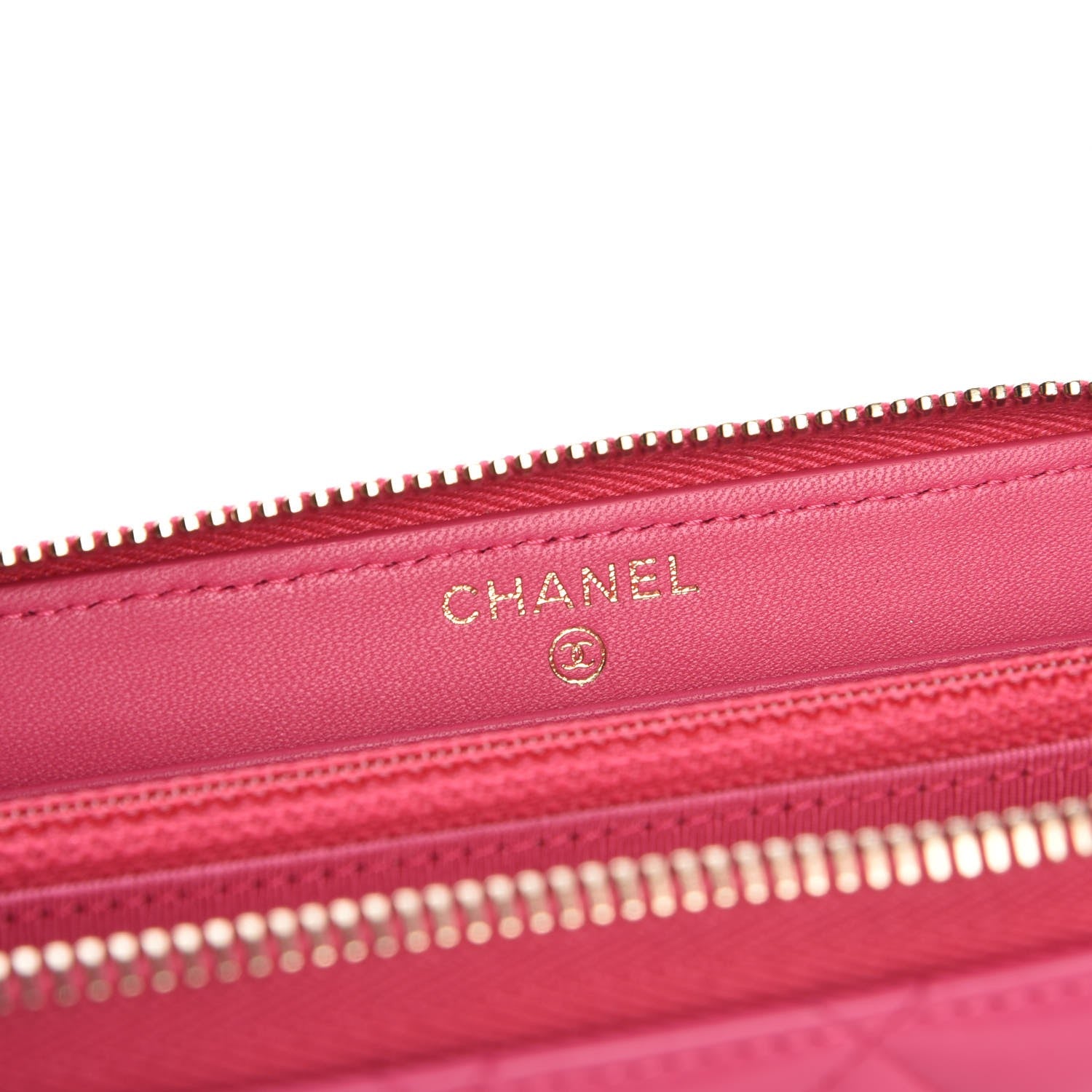 Chanel Lambskin Quilted Large Gusset Zip Around Wallet Pink 8 of 8