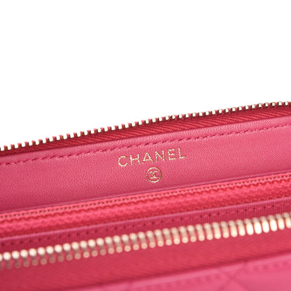 Chanel Lambskin Quilted Large Gusset Zip Around Wallet Pink 8 of 8