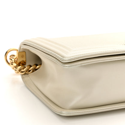 Chanel Lambskin Embossed New Medium Boy Cube Flap White 9 of 11