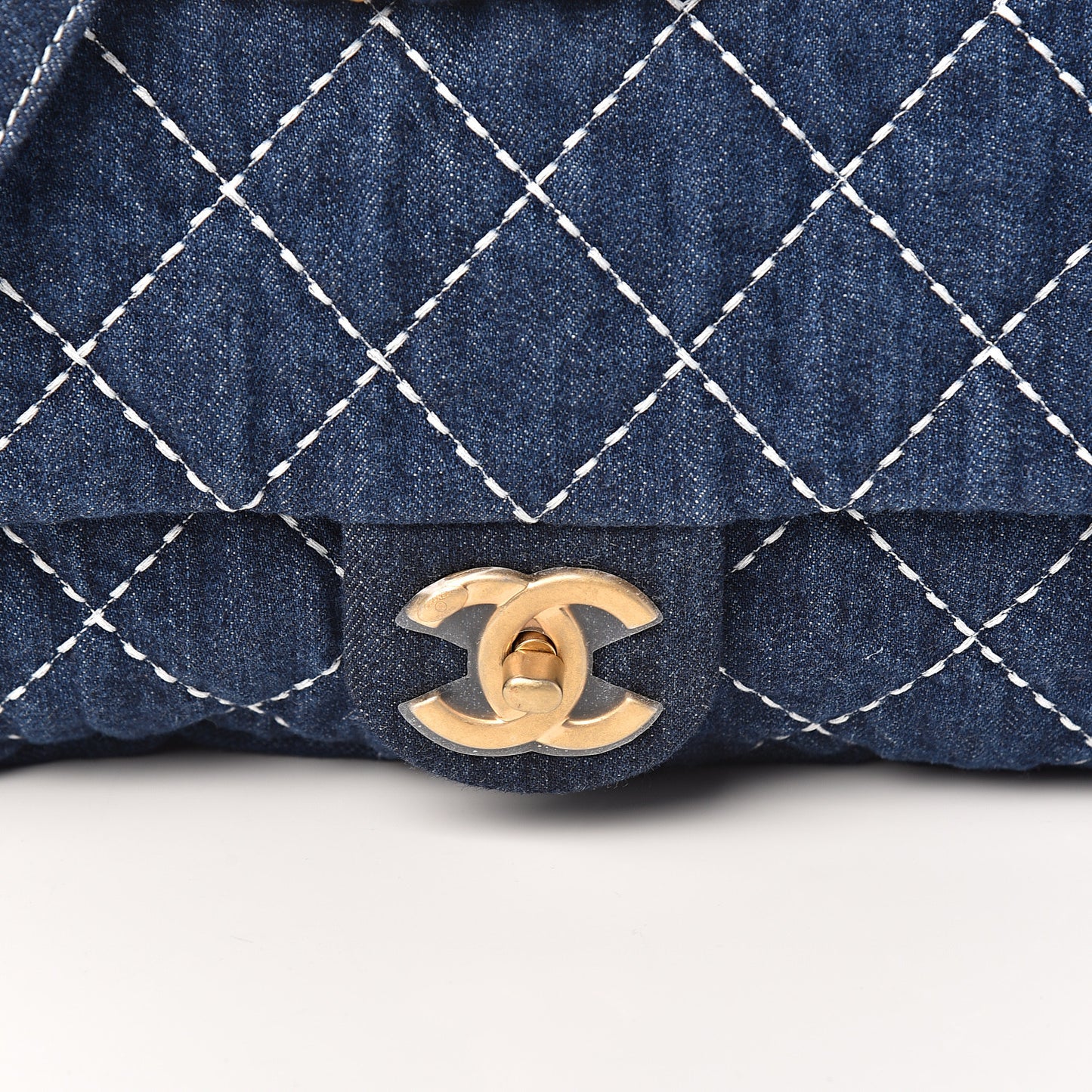 Denim Quilted Single Flap Blue