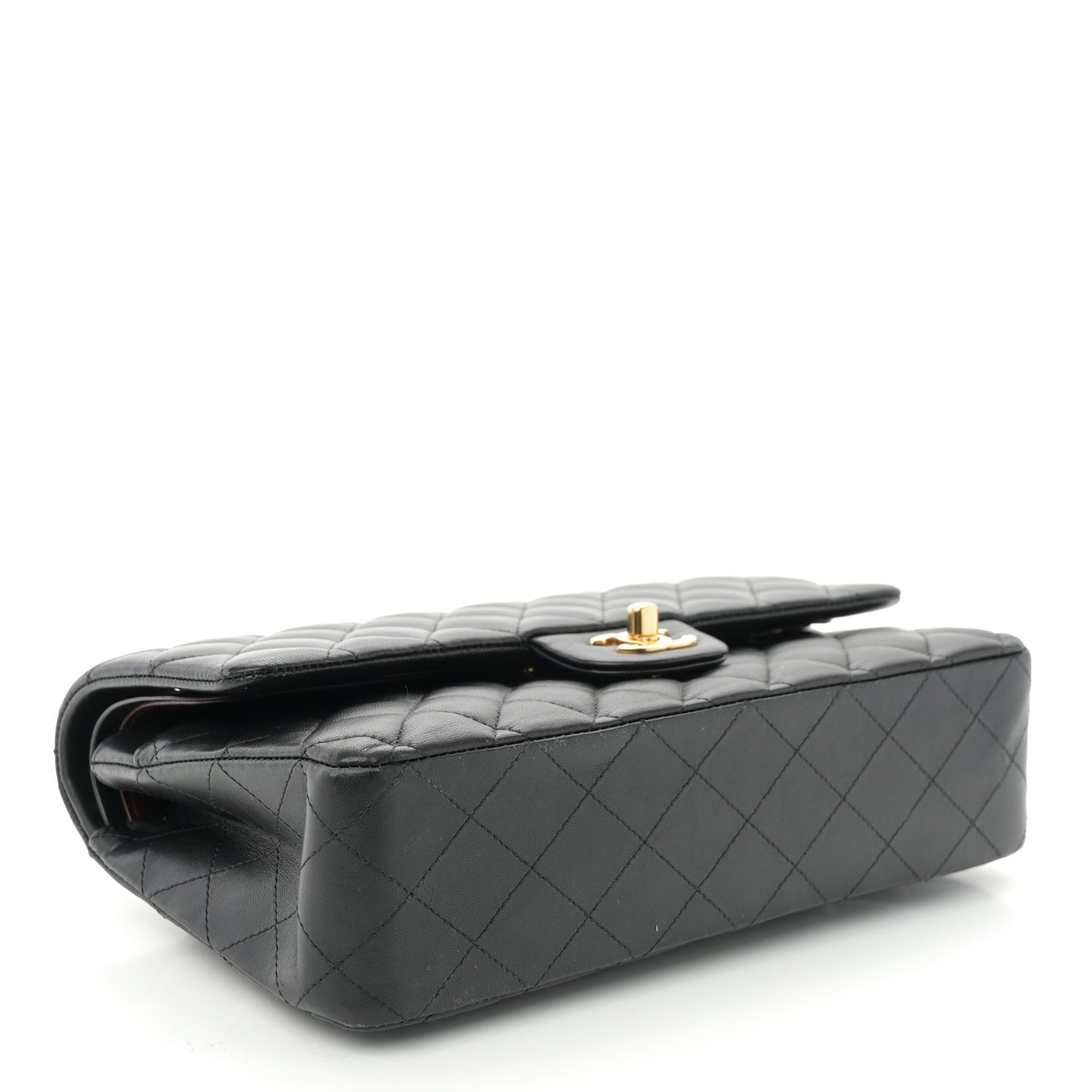 Lambskin Quilted Medium Double Flap Black