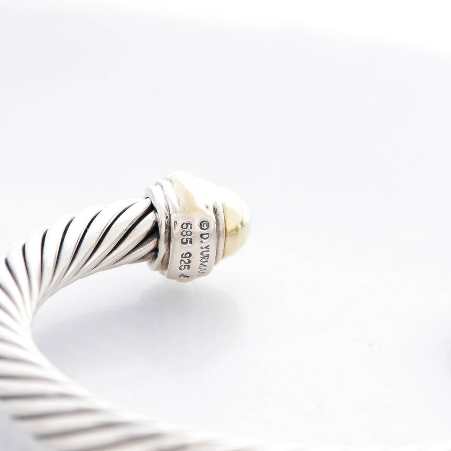 Sterling Silver 14K Yellow Gold 7mm Cable Classics Bracelet