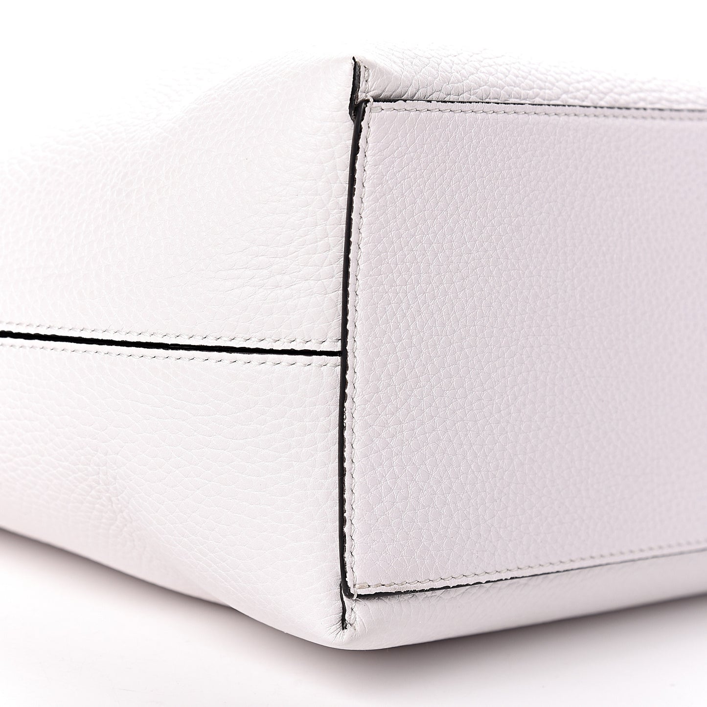 Grained Calfskin Rockstud Shoulder Tote Optic White