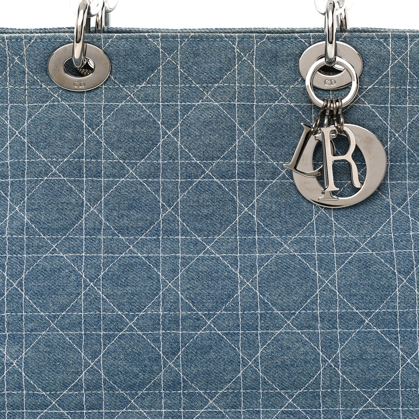 Denim Cannage Large Lady Dior Light Blue