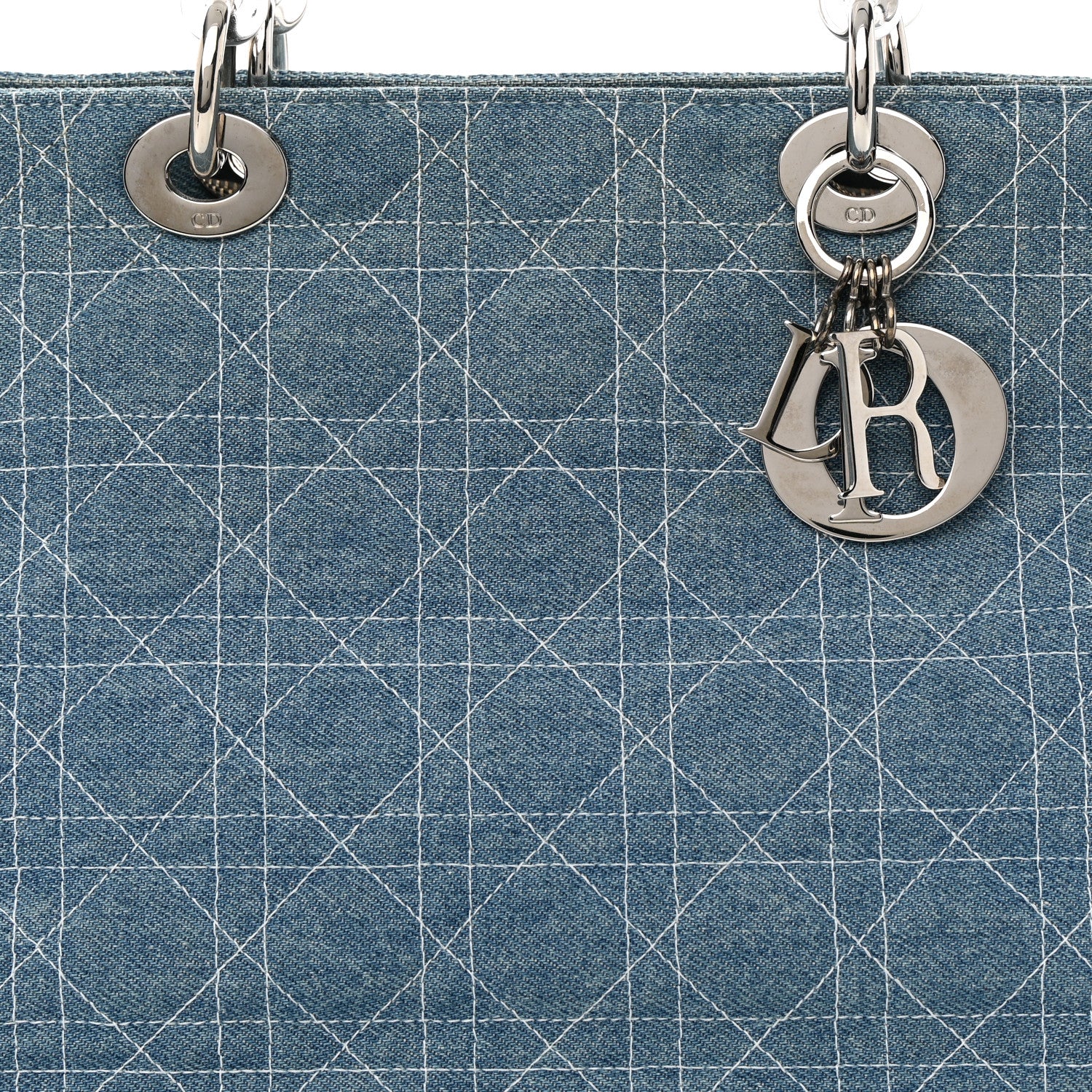 Christian Dior Denim Cannage Large Lady Dior Light Blue 8 of 12