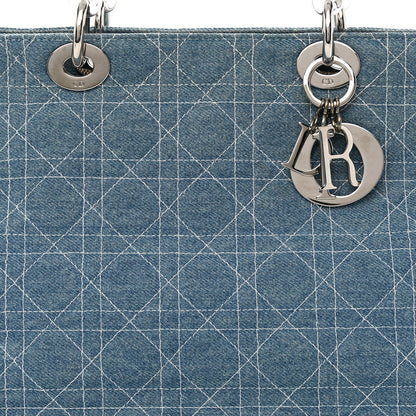 Christian Dior Denim Cannage Large Lady Dior Light Blue 8 of 12