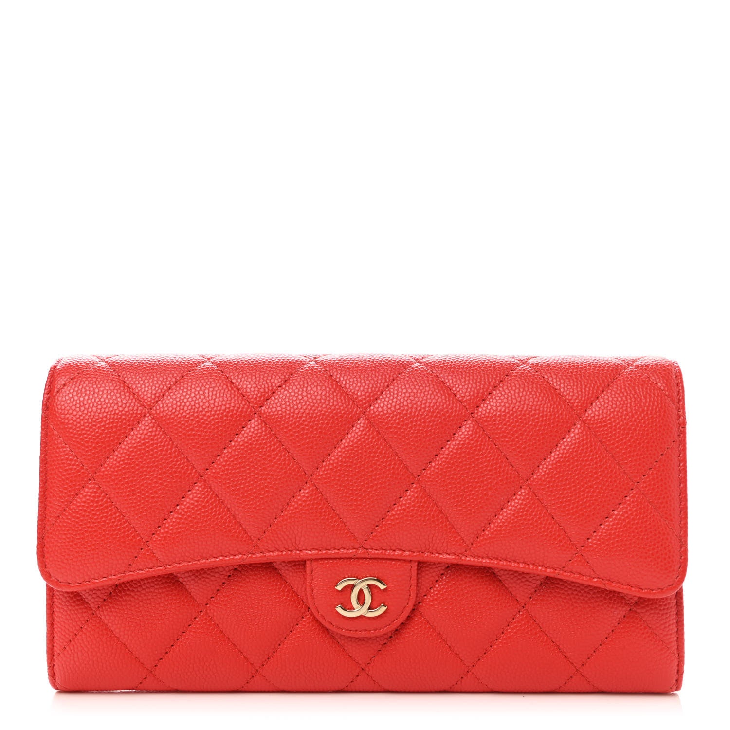 Chanel Caviar Quilted Large Flap Wallet Red 1 of 9