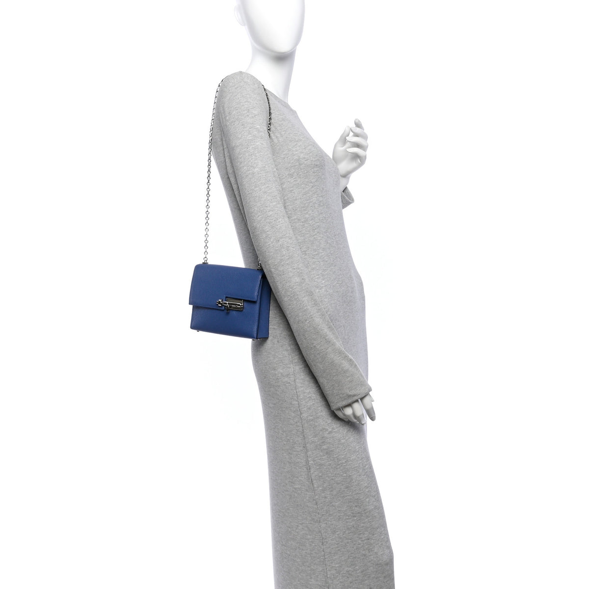 Hermes Chevre Mysore Mini Verrou Chaine Bag Bleu Agate 2 of 10