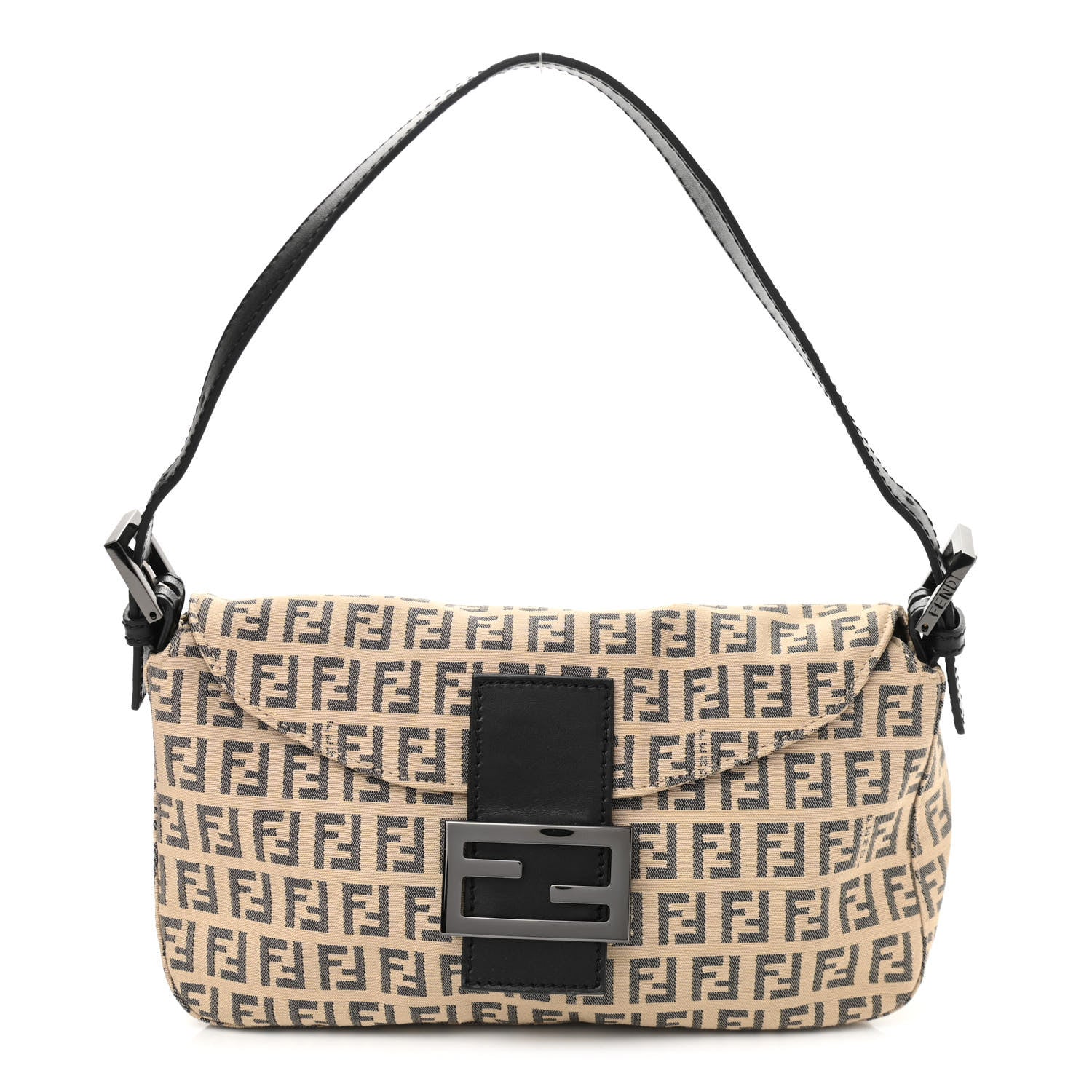 Fendi Zucchino Vitello Baguette Beige Black 1 of 11