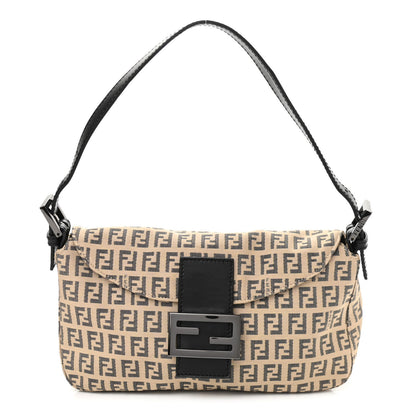 Fendi Zucchino Vitello Baguette Beige Black 1 of 11