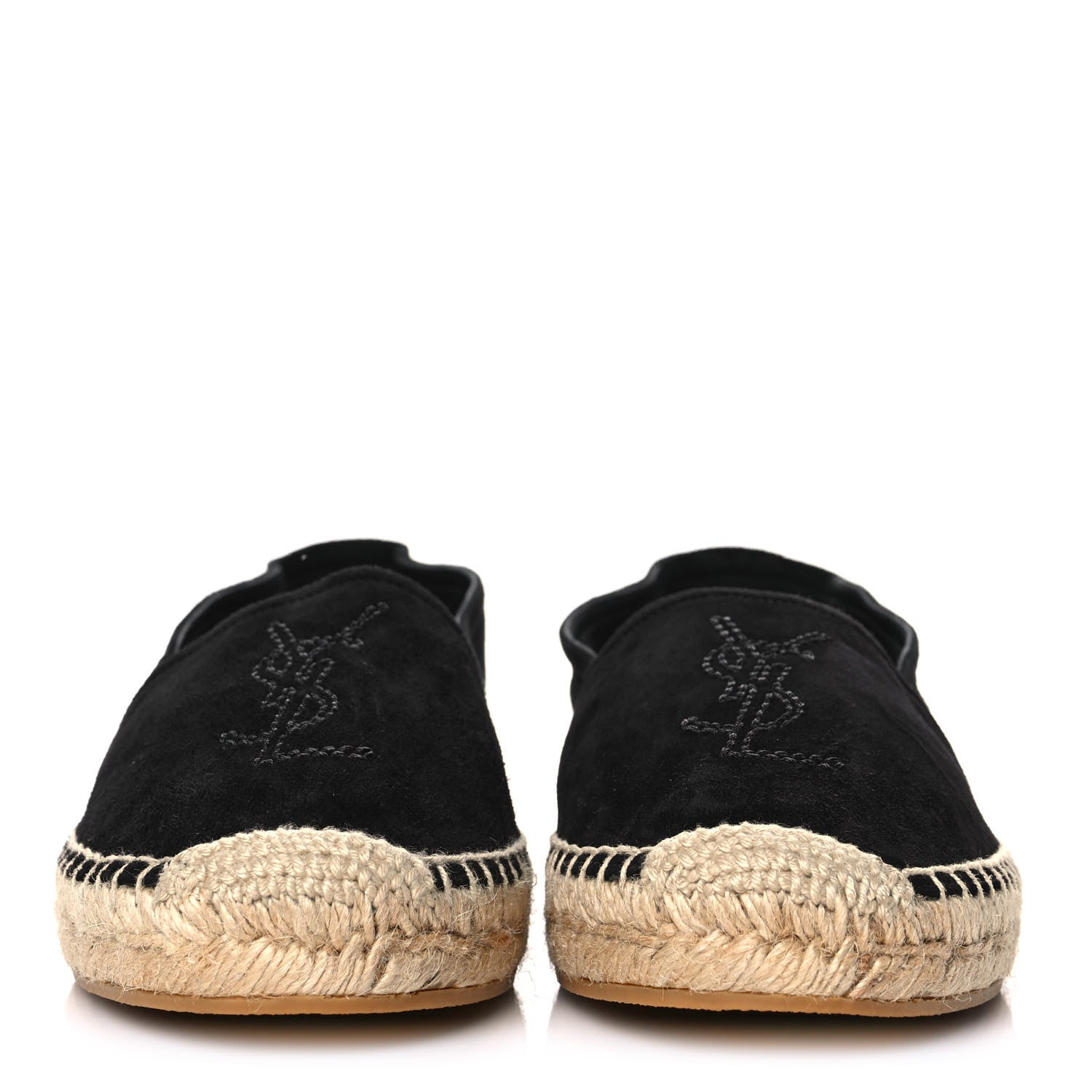 Saint Laurent Suede Monogram Espadrilles 37.5 Black 2 of 8