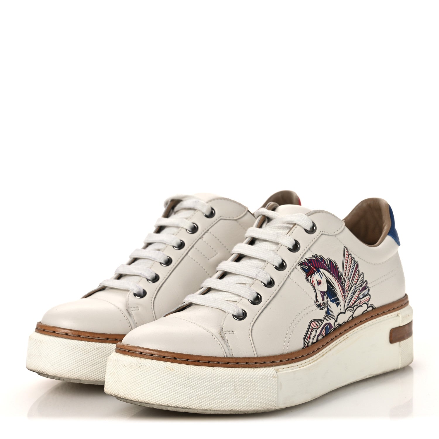Hermes Calfskin Pegase Pop Polo Sneakers 38 Multicolor White 4 of 13