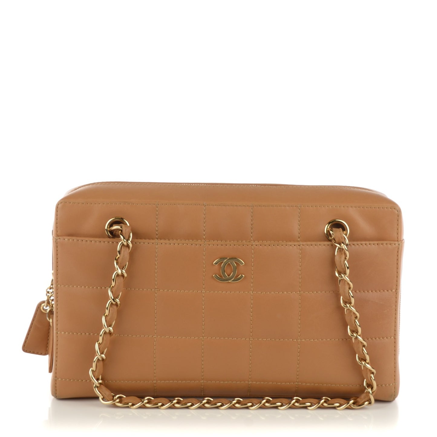 Lambskin Square Stitched Shoulder Bag Beige