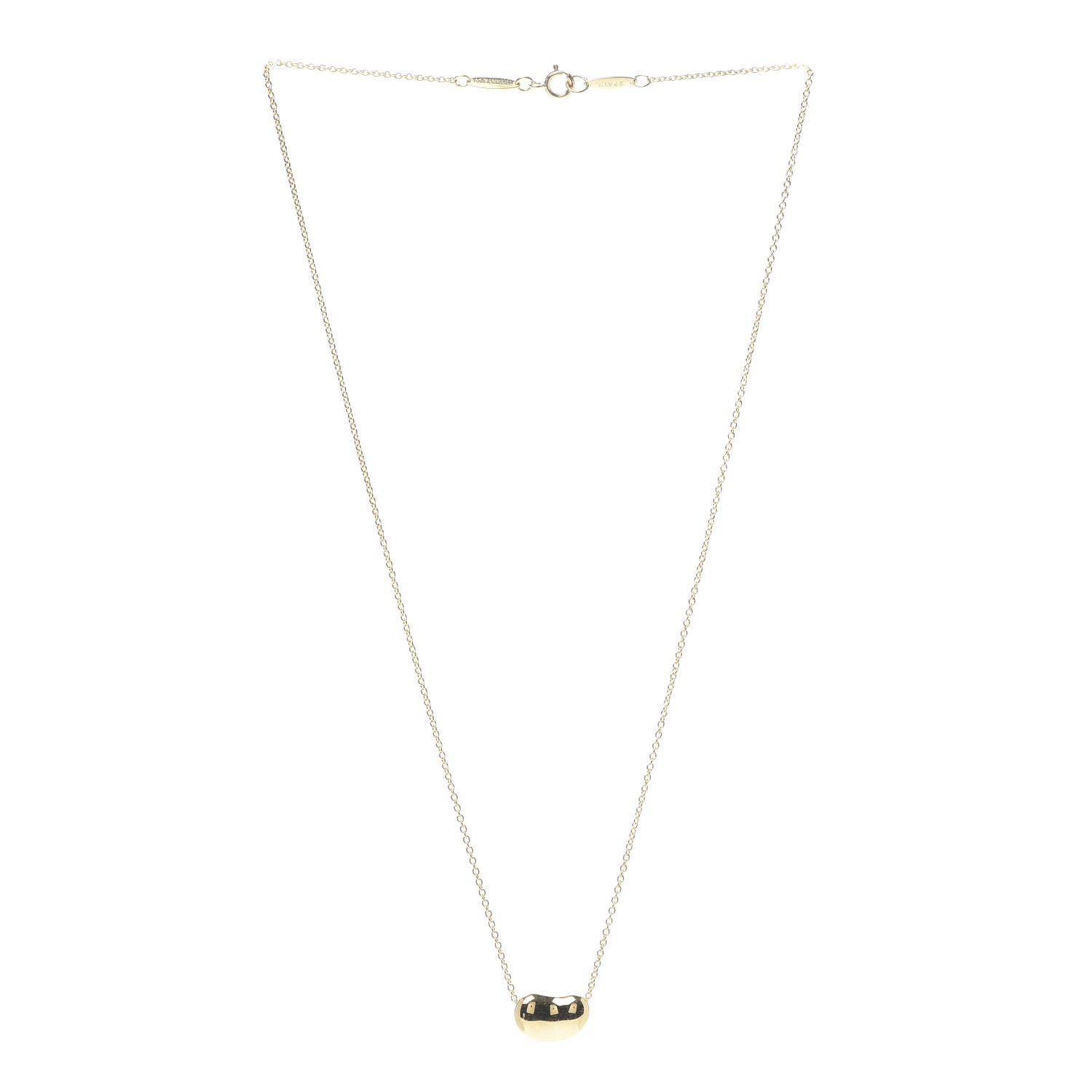 Tiffany 18K Yellow Gold 12mm Elsa Peretti Bean Pendant Necklace 3 of 8