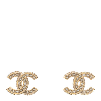 Chanel Crystal Timeless CC Earrings Light Gold 1 of 5
