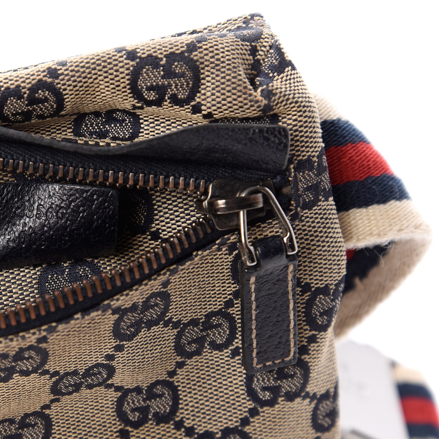 Gucci GG Monogram Web Double Pocket Belt Bag Navy 9 of 10