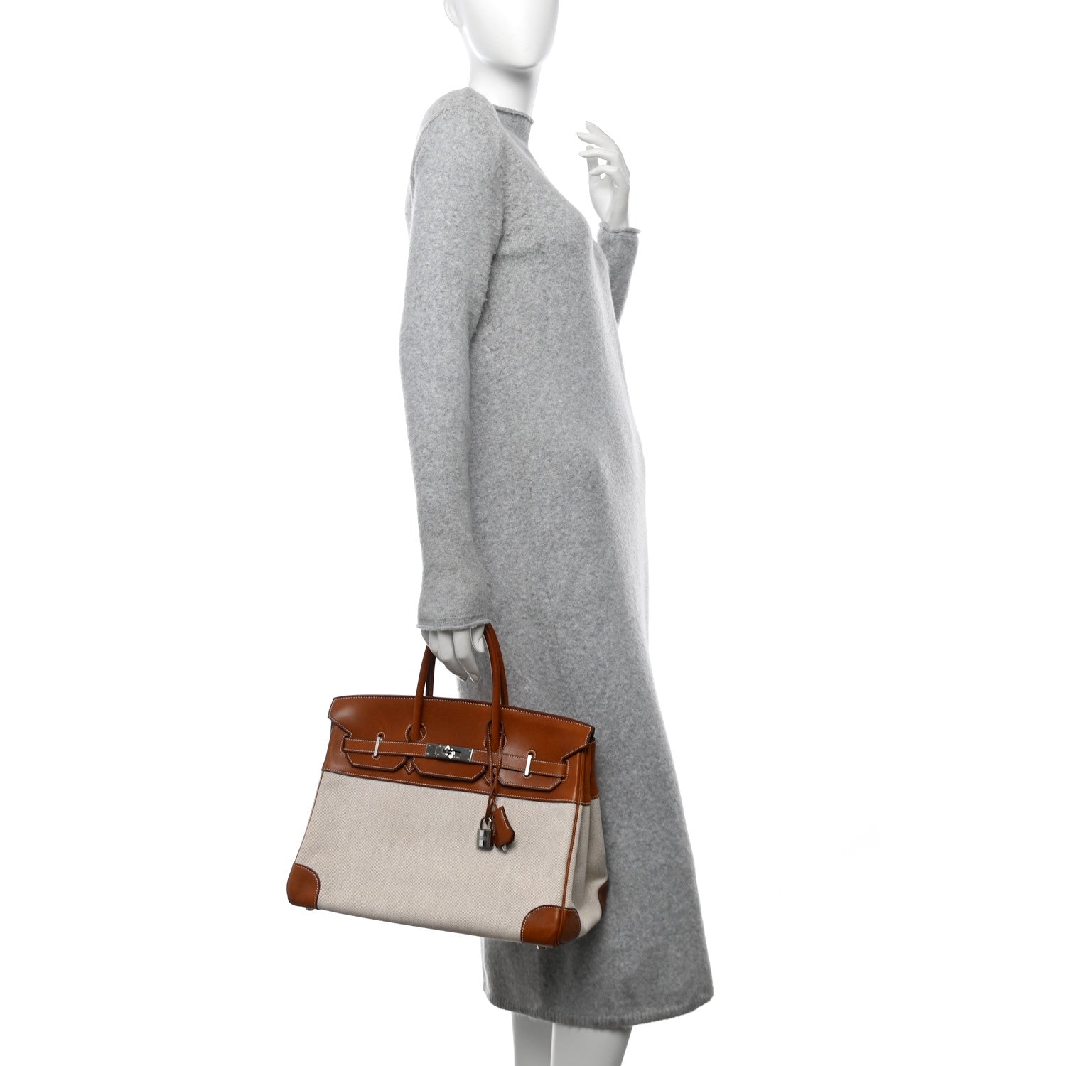 Hermes Toile Barenia Birkin 35 Fauve 2 of 10
