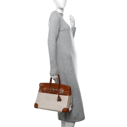 Hermes Toile Barenia Birkin 35 Fauve 2 of 10