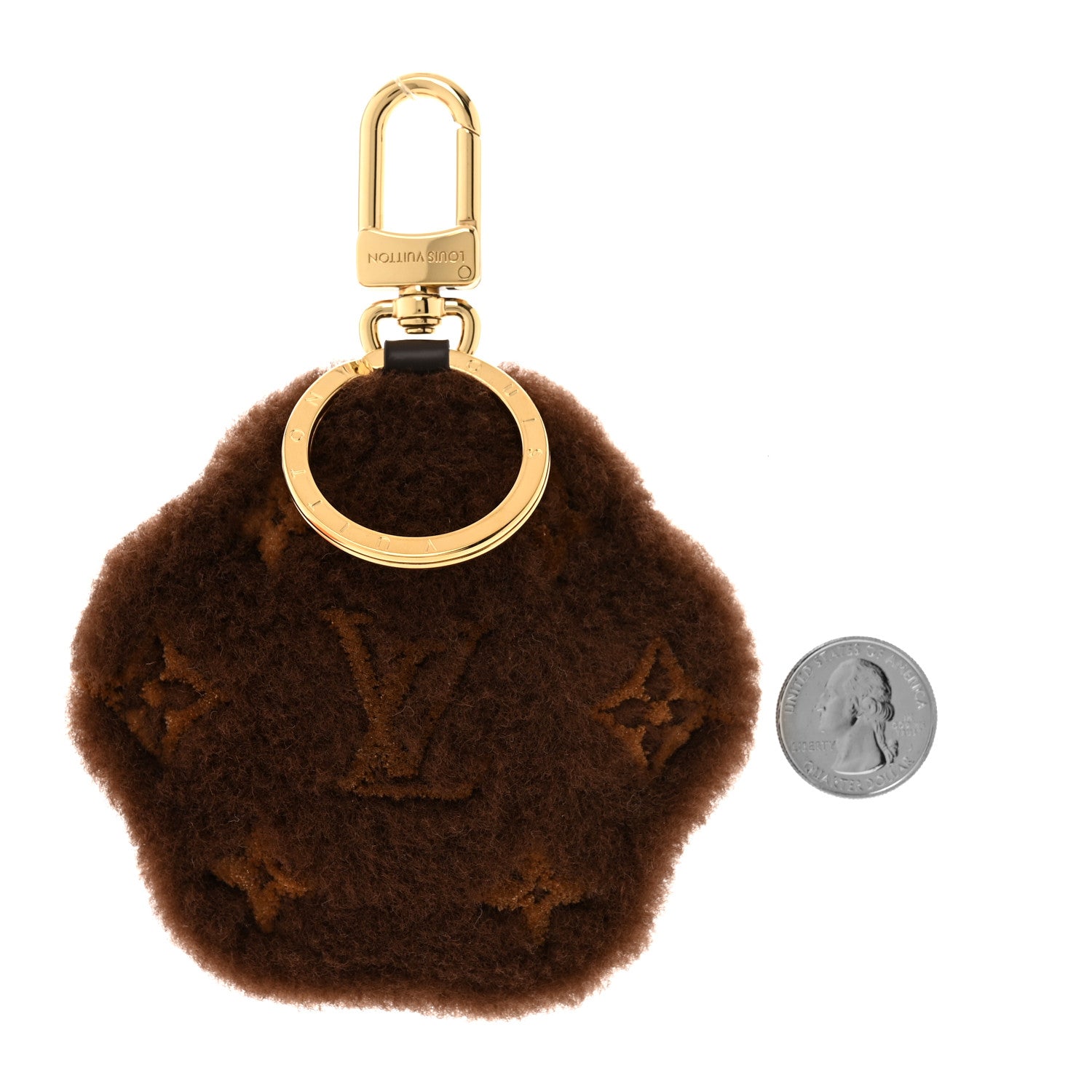 Louis Vuitton Shearling LV Paw Key Holder Bag Charm Brown 2 of 6