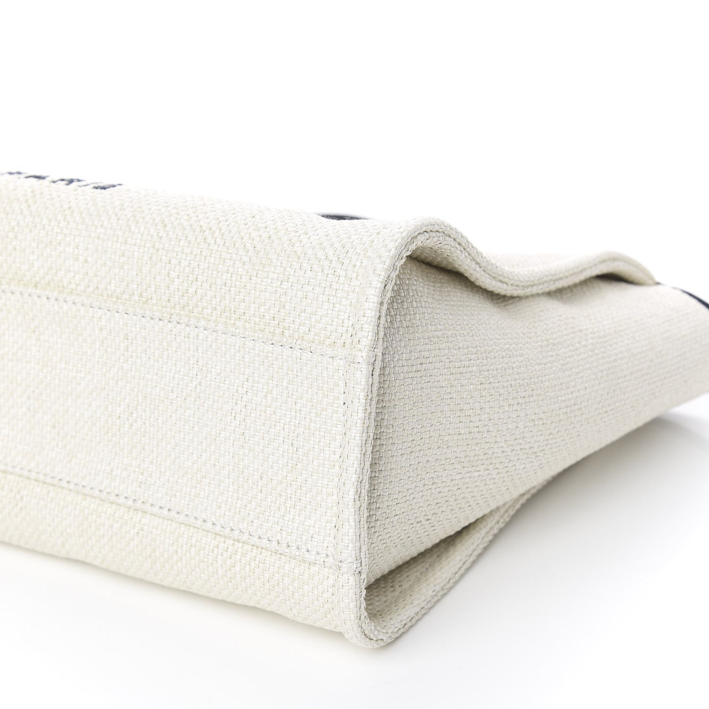 Woven Straw Raffia Small Deauville Tote White Navy