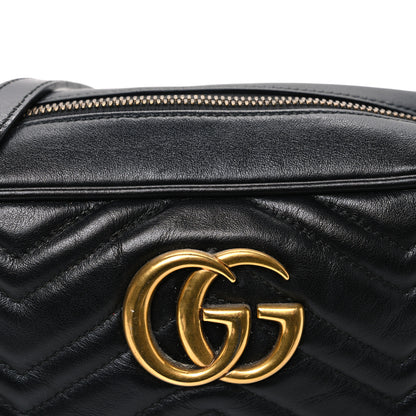 Gucci Calfskin Matelasse Small GG Marmont Chain Shoulder Bag Black 8 of 12