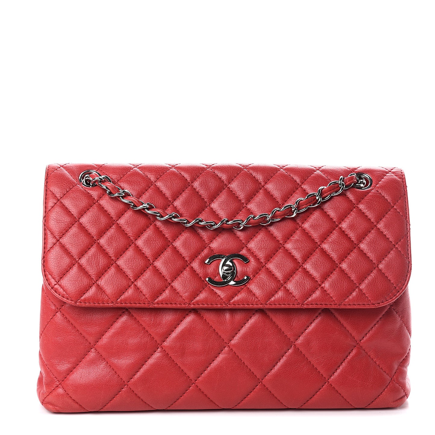 Calfskin Quilted In the Business Flap Bag Red