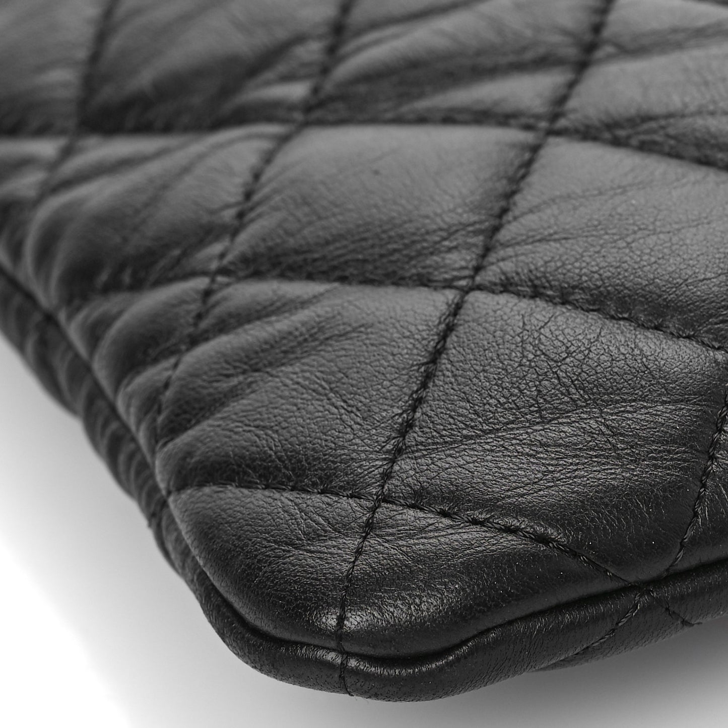 Lambskin Quilted Large Casino Beauty CC Cosmetic Case Black