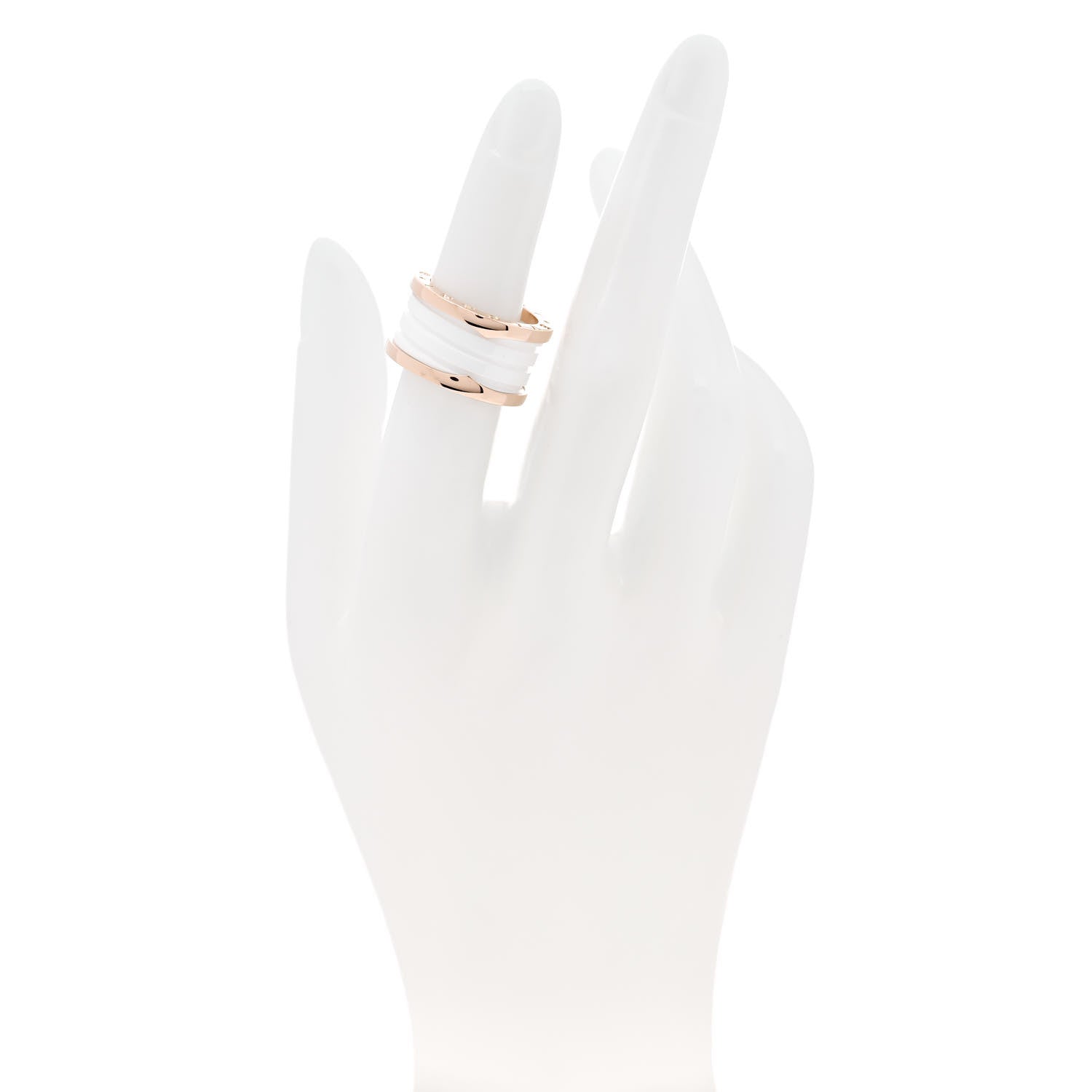 Bulgari 18K Rose Gold White Ceramic B.Zero1 Four-Band Ring 52 6 2 of 6