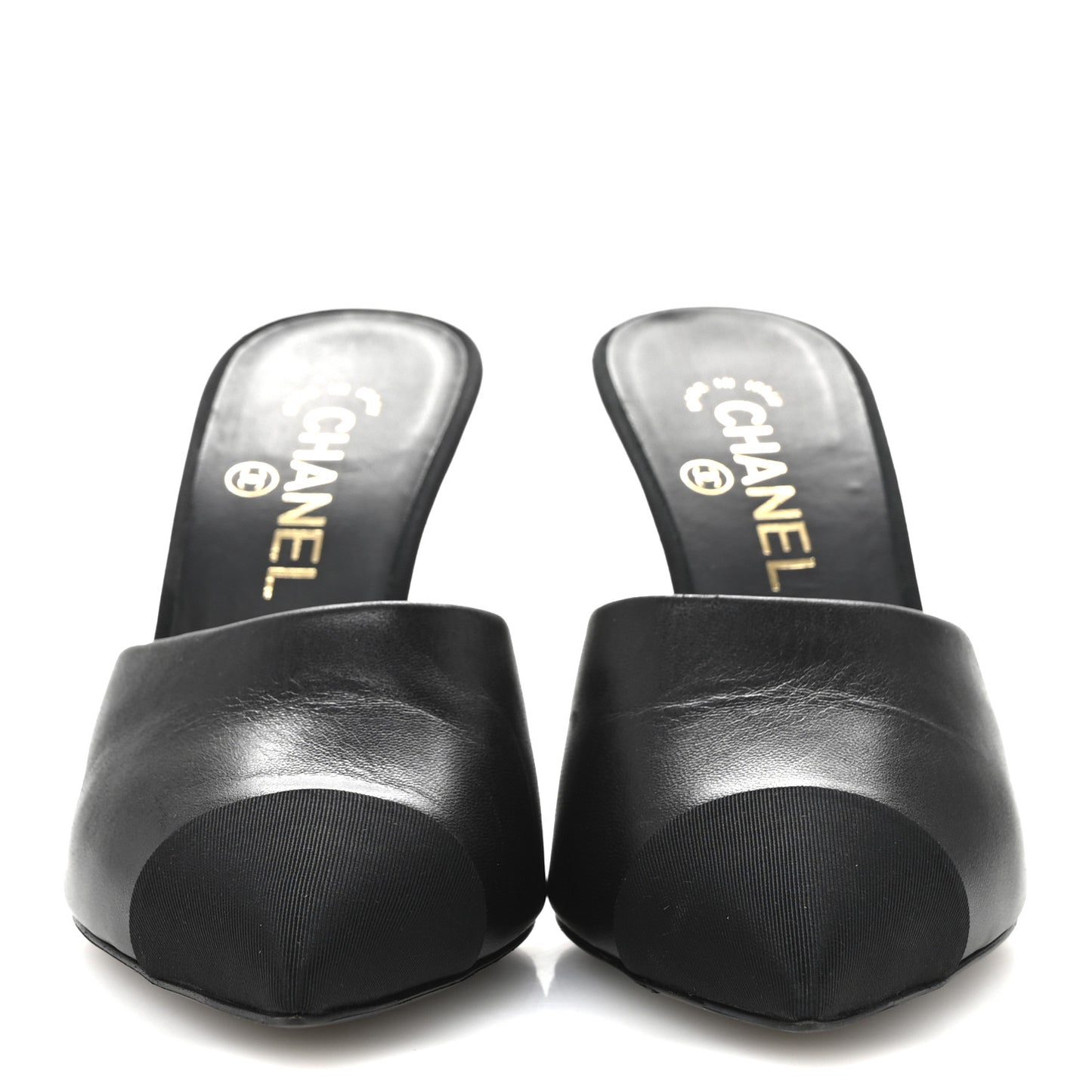 Goatskin Grosgrain Cap Toe Pearl Mule 38.5 Black