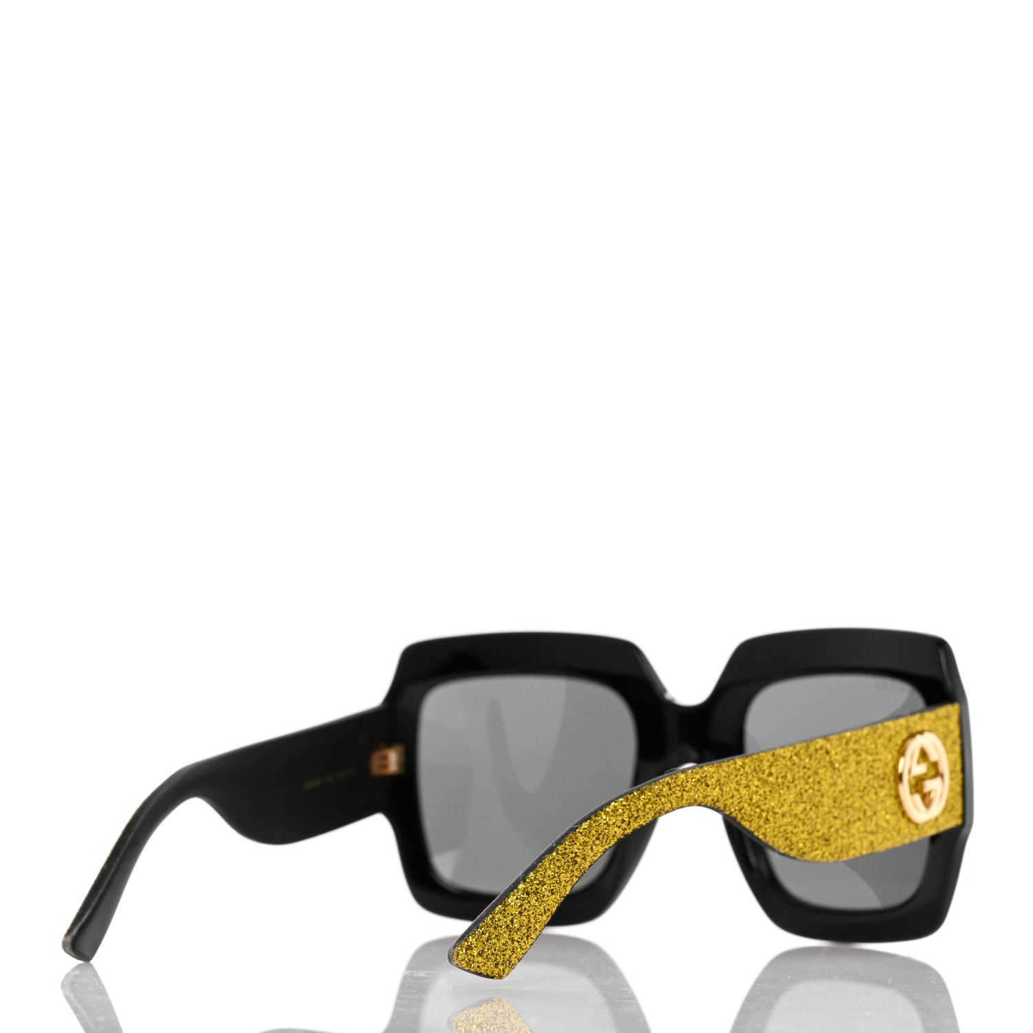 Gucci Square Frame GG0102S Sunglasses Glitter Gold 4 of 8