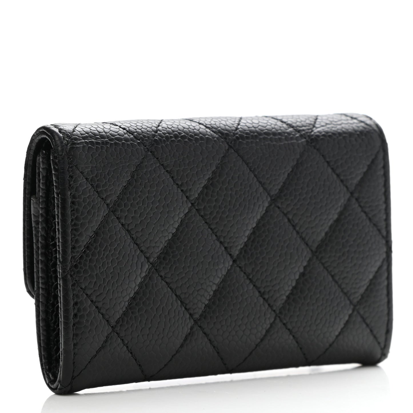 Caviar Quilted Flap Card Holder Black