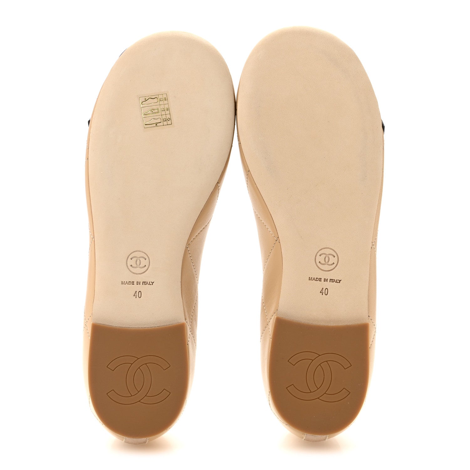 Chanel Lambskin Quilted CC Cambon Ballet Flats 40 Beige Black 6 of 10